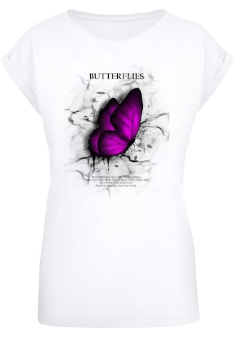 T-Shirt »Merchcode Damen Ladies Butterflies Extended Shoulder Tee«, (1 tlg.)
