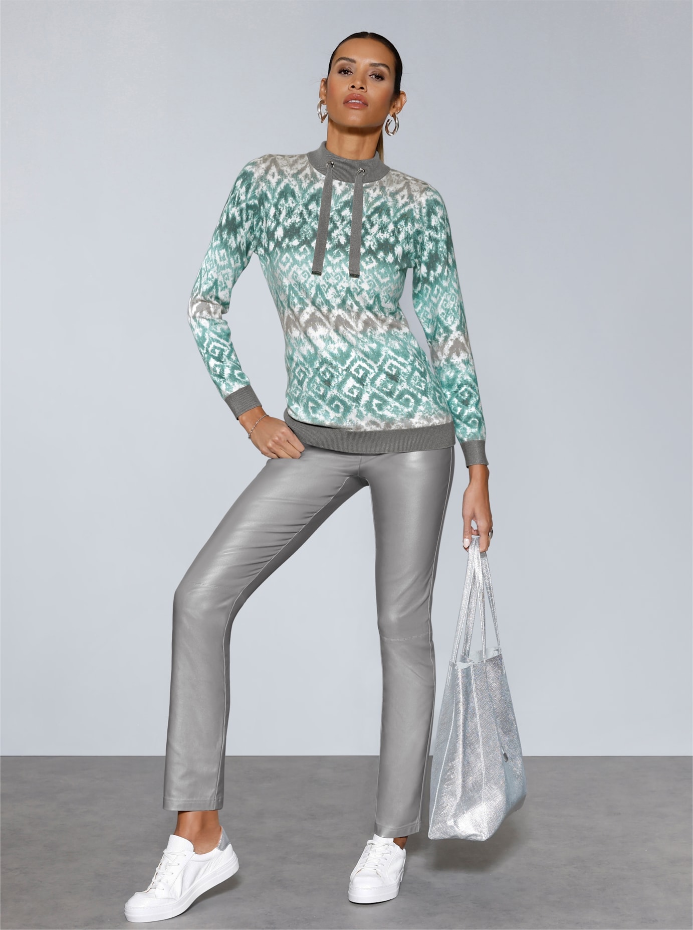 creation L Stehkragenpullover "Druck-Pullover"