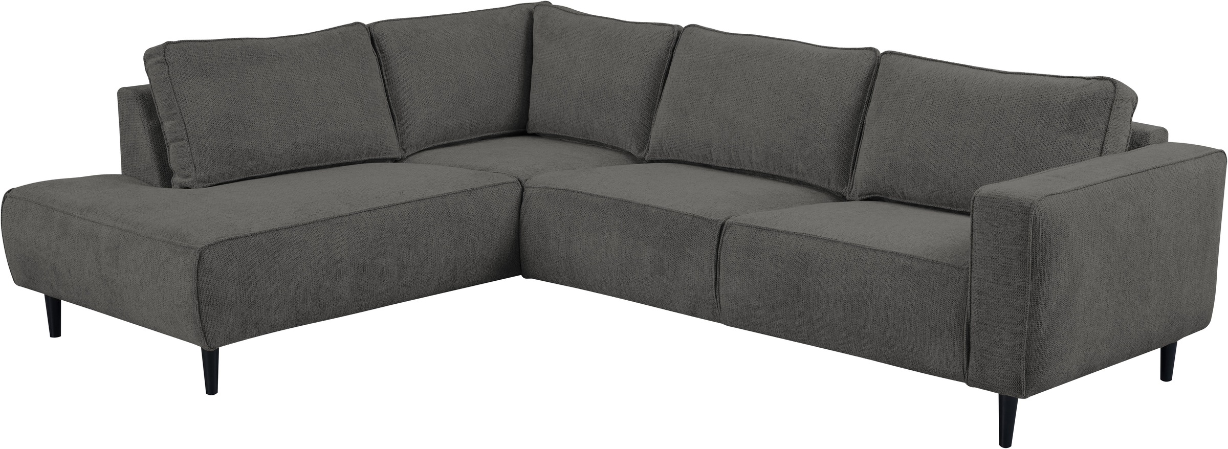 Places of Style Ecksofa »Fumone, Lederoptik oder Soft-Touch Chenille«, Breite 260, mit schwarzen Massivholzfüßen