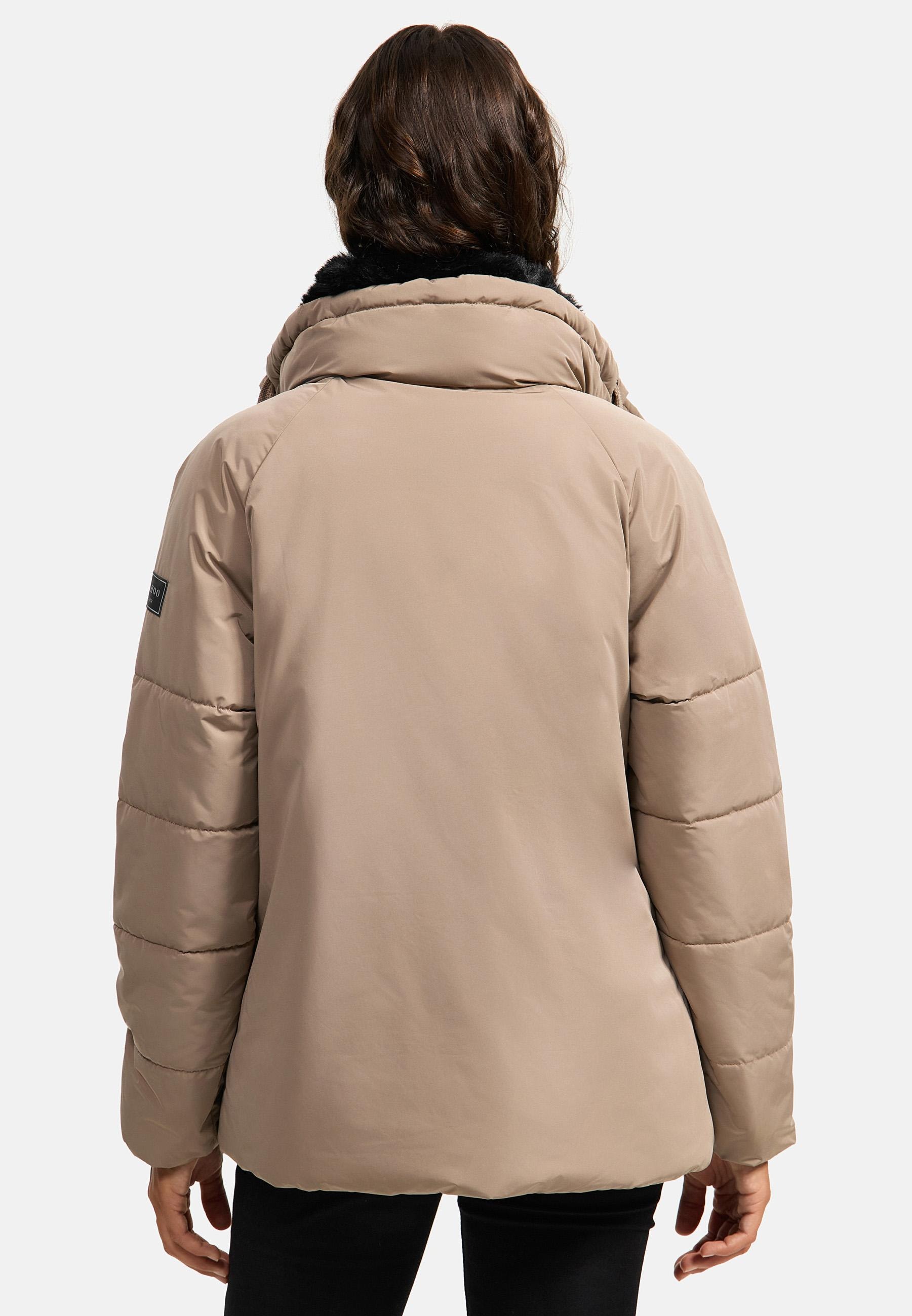 Navahoo Winterjacke »Frostii XIV«, ohne Kapuze, modische Damen Winter Steppjacke mit Kunstfellkragen