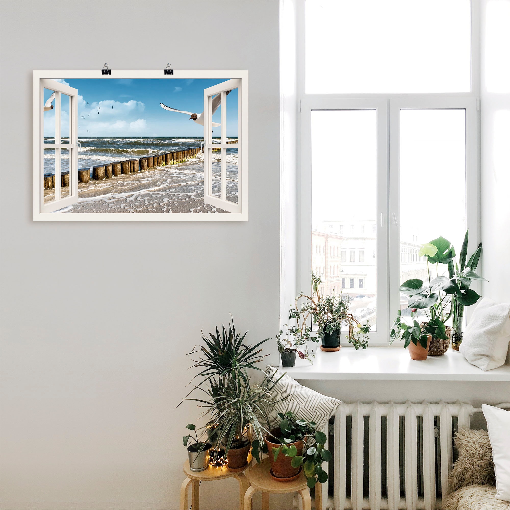 Artland Wandbild »Fensterblick - Ostsee«, Fensterblick, (1 St.), als Leinwandbild, Poster, Wandaufkleber in verschied. Größen