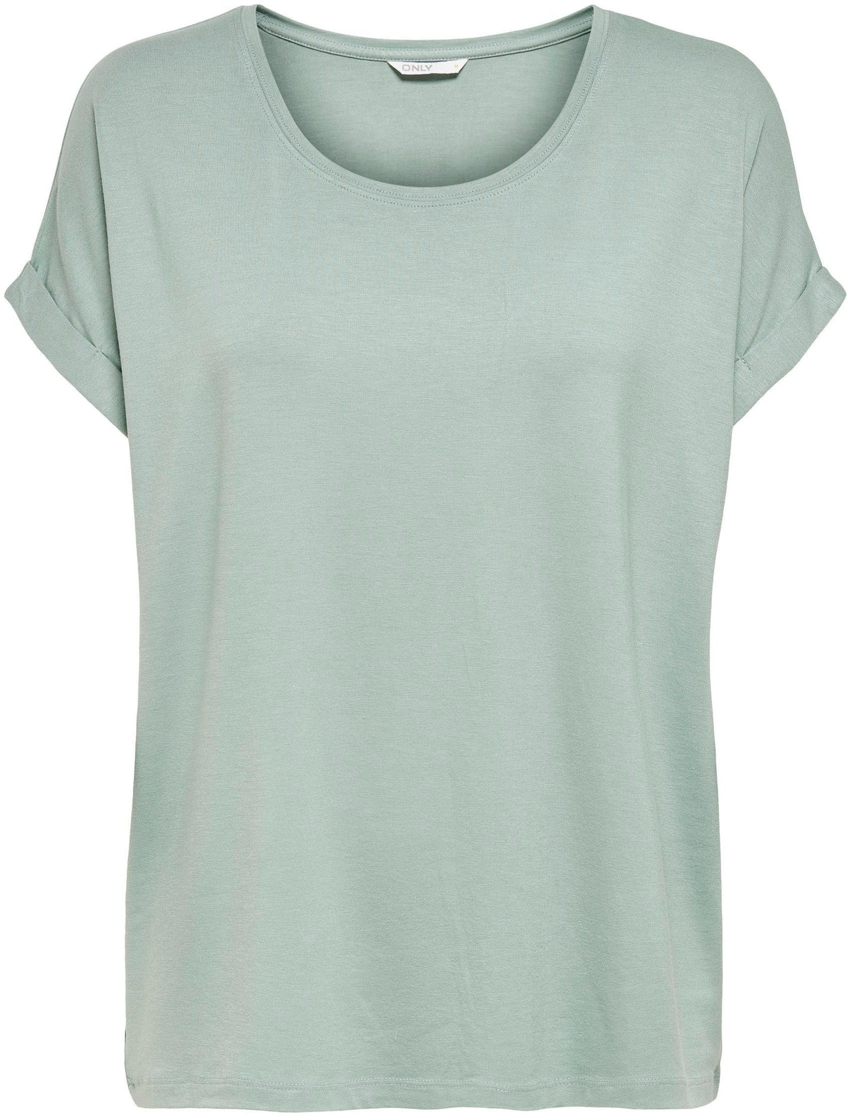 ONLY T-Shirt »ONLMOSTER – Kurzarmshirt mit Aufschlag und klassischem Look«, unifarben, casual, regular fit, Viskosemischung, Rundhals