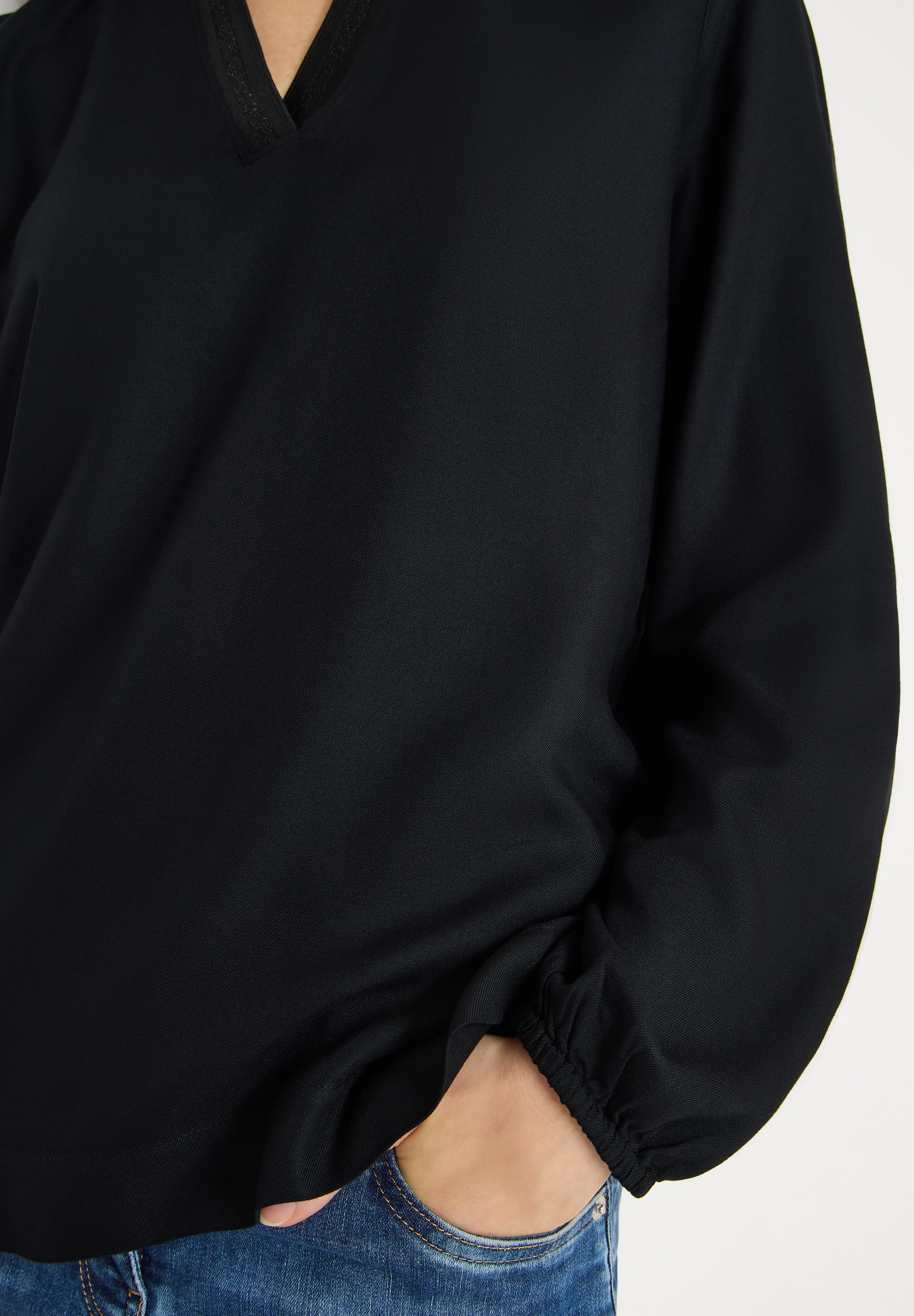 Cecil Schlupfbluse Split Neck mit Glitzerdetail