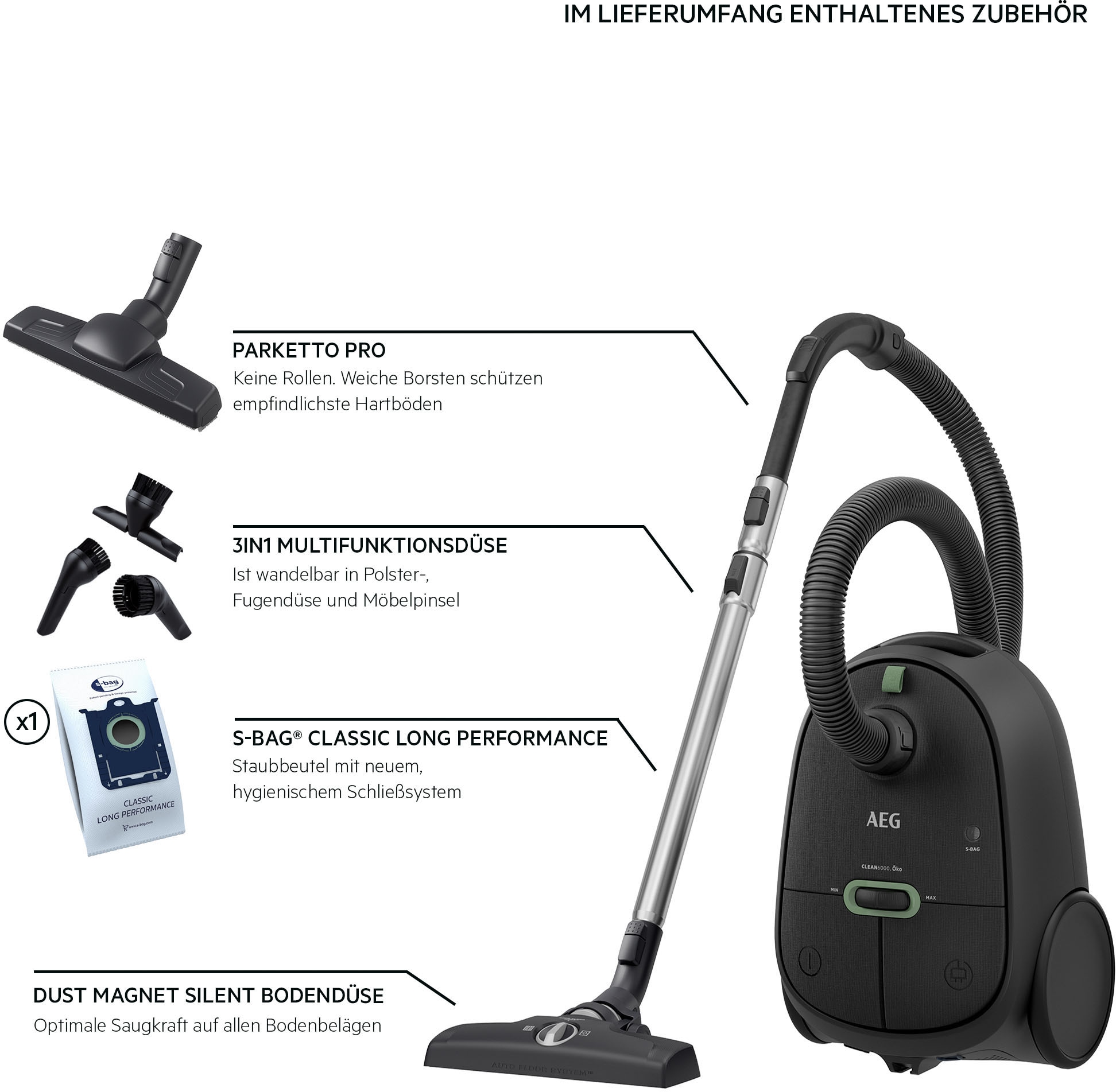AEG Bodenstaubsauger "CLEAN 6000, hohe Saugleistung," 850 W mit Beutel inkl günstig online kaufen