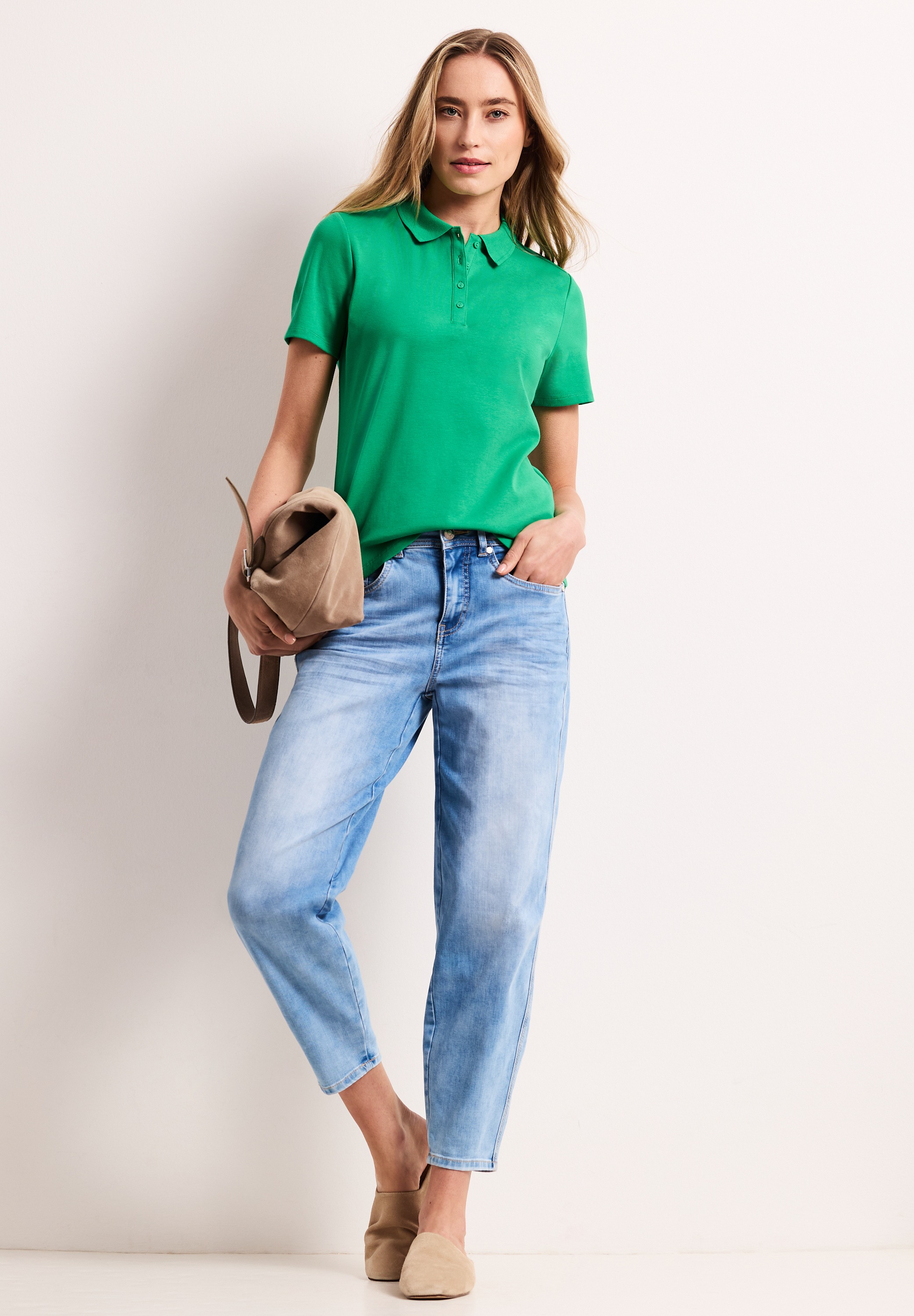STREET ONE Poloshirt aus Baumwolle mit Stretchante