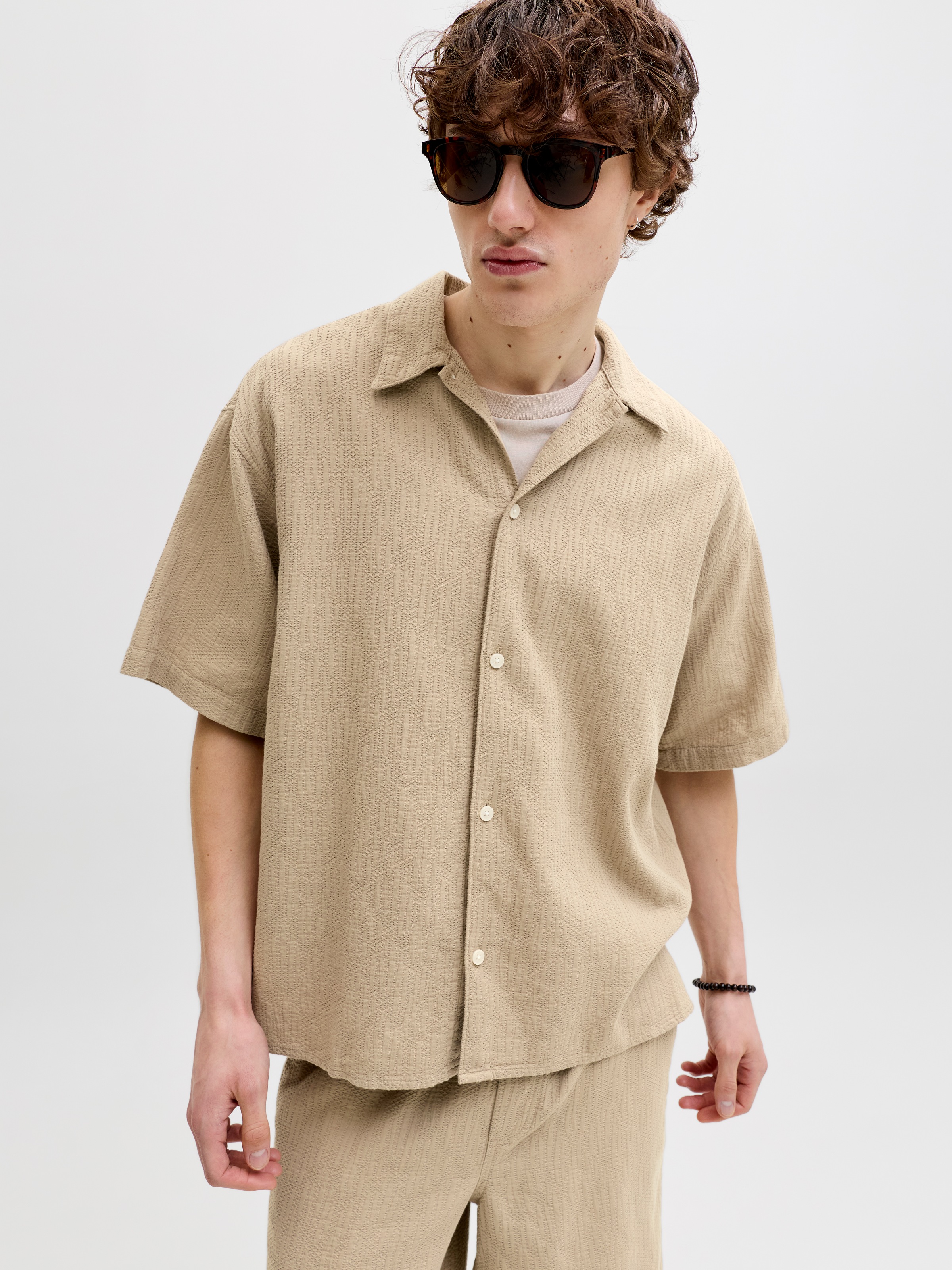 Jack & Jones Kurzarmhemd "JORMONTAUK WAVY TEXTURE SHIRT SS SN" Baumwolle, r günstig online kaufen