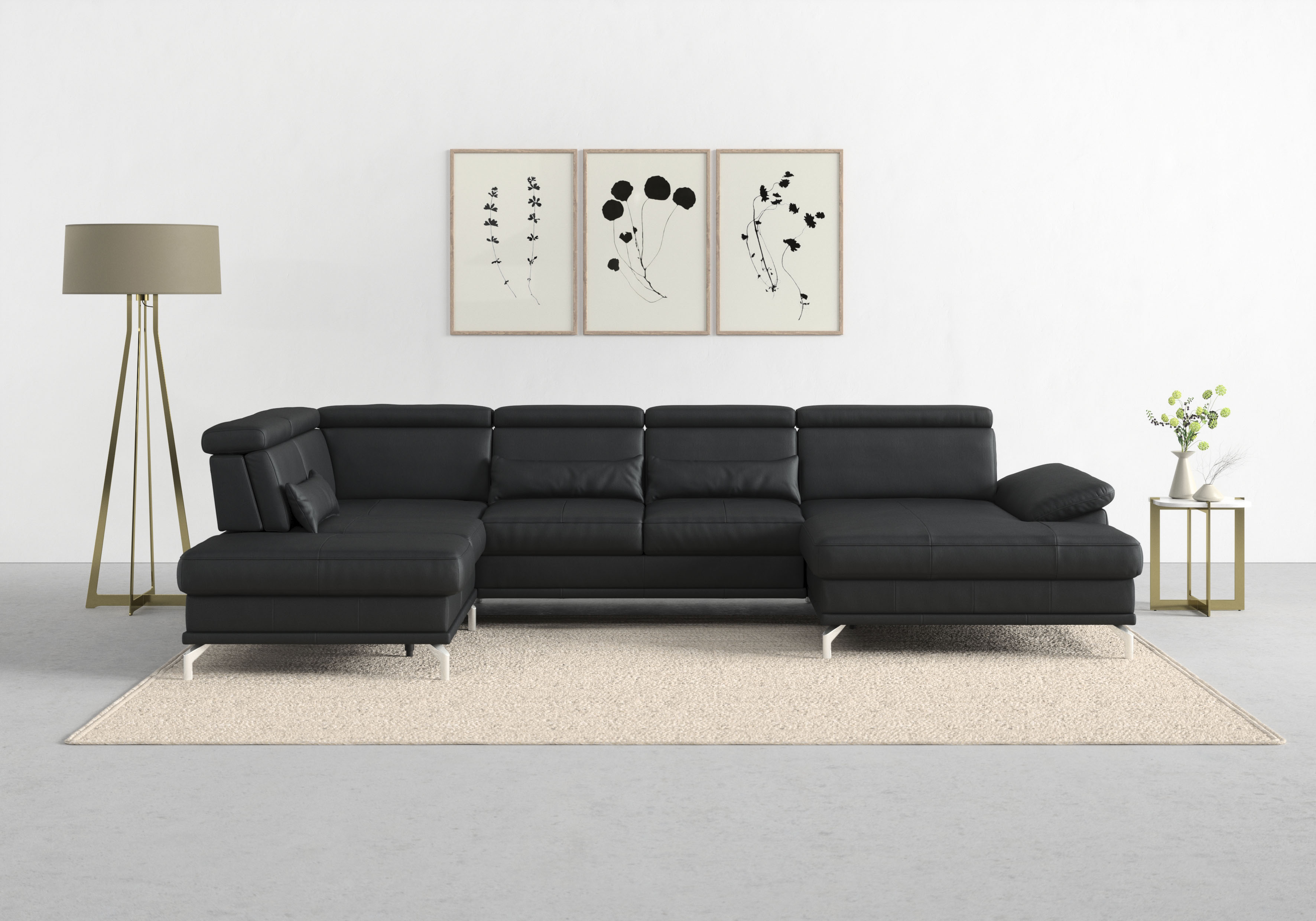 sit&more Wohnlandschaft "Cabrio U-Form, B: 359 cm, mit Sitztiefen-, Arm- & Kopfteilverstellung" 3 Nierenkissen, Federkern, optional Schlaffunktion und Stauraum