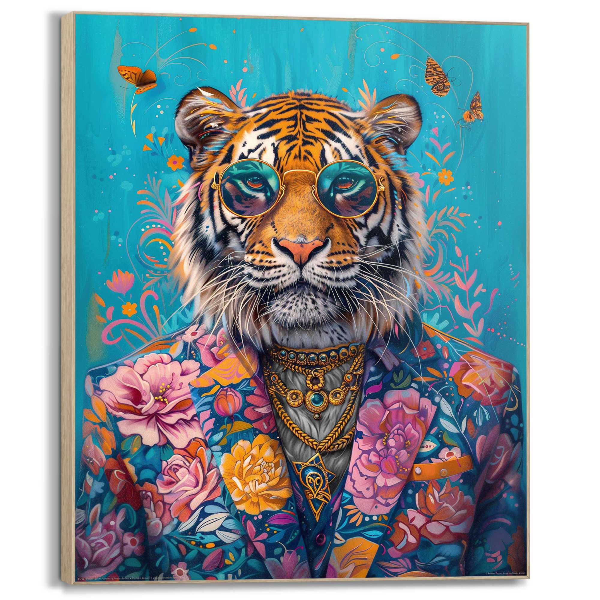 Reinders Wandbild "Gekleideter Tiger", Wohnzimmer - Mehrfarbig - MDF - Tier günstig online kaufen