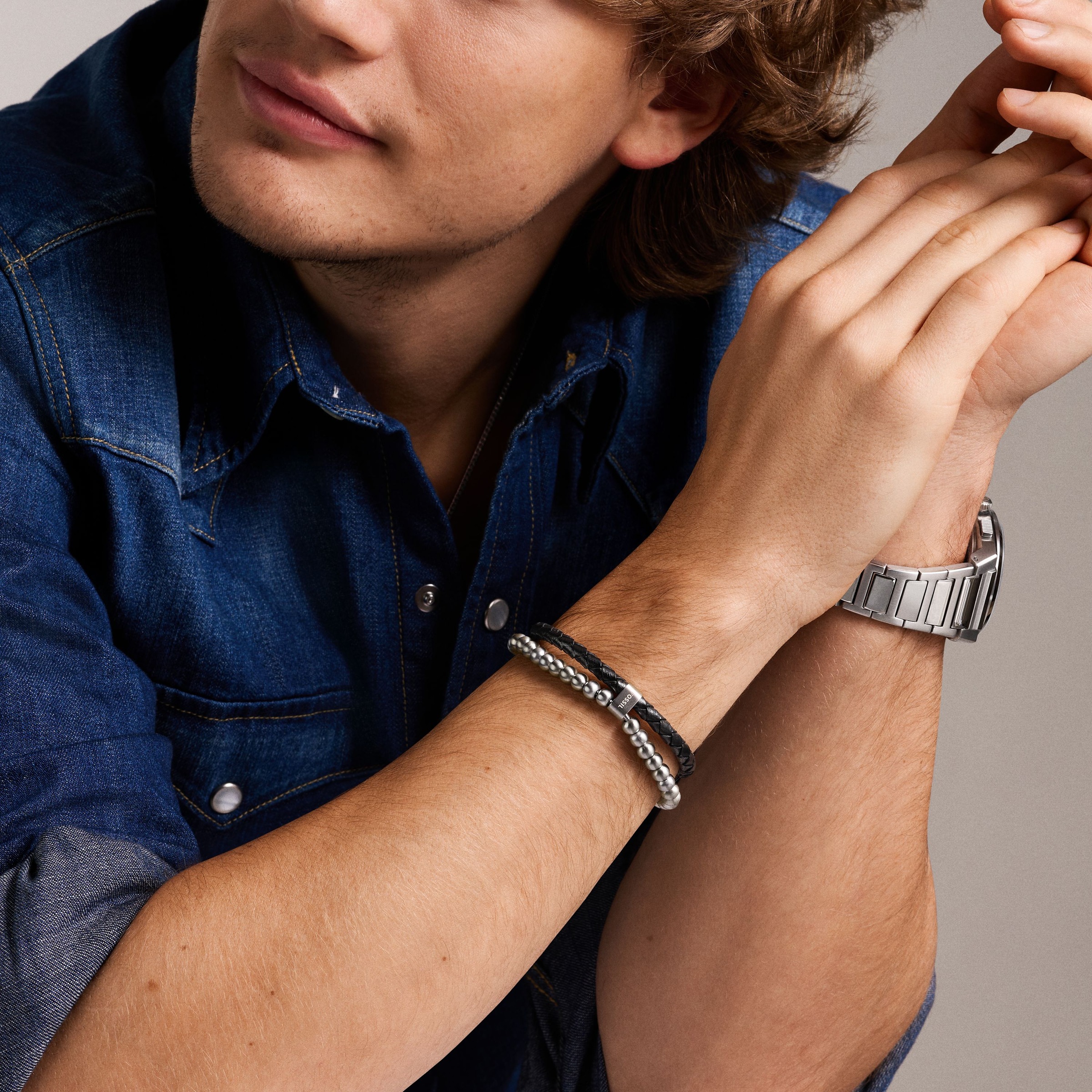 Fossil Armband »Schmuck Geschenk Edelstahl Leder Armschmuck JEWELRY«