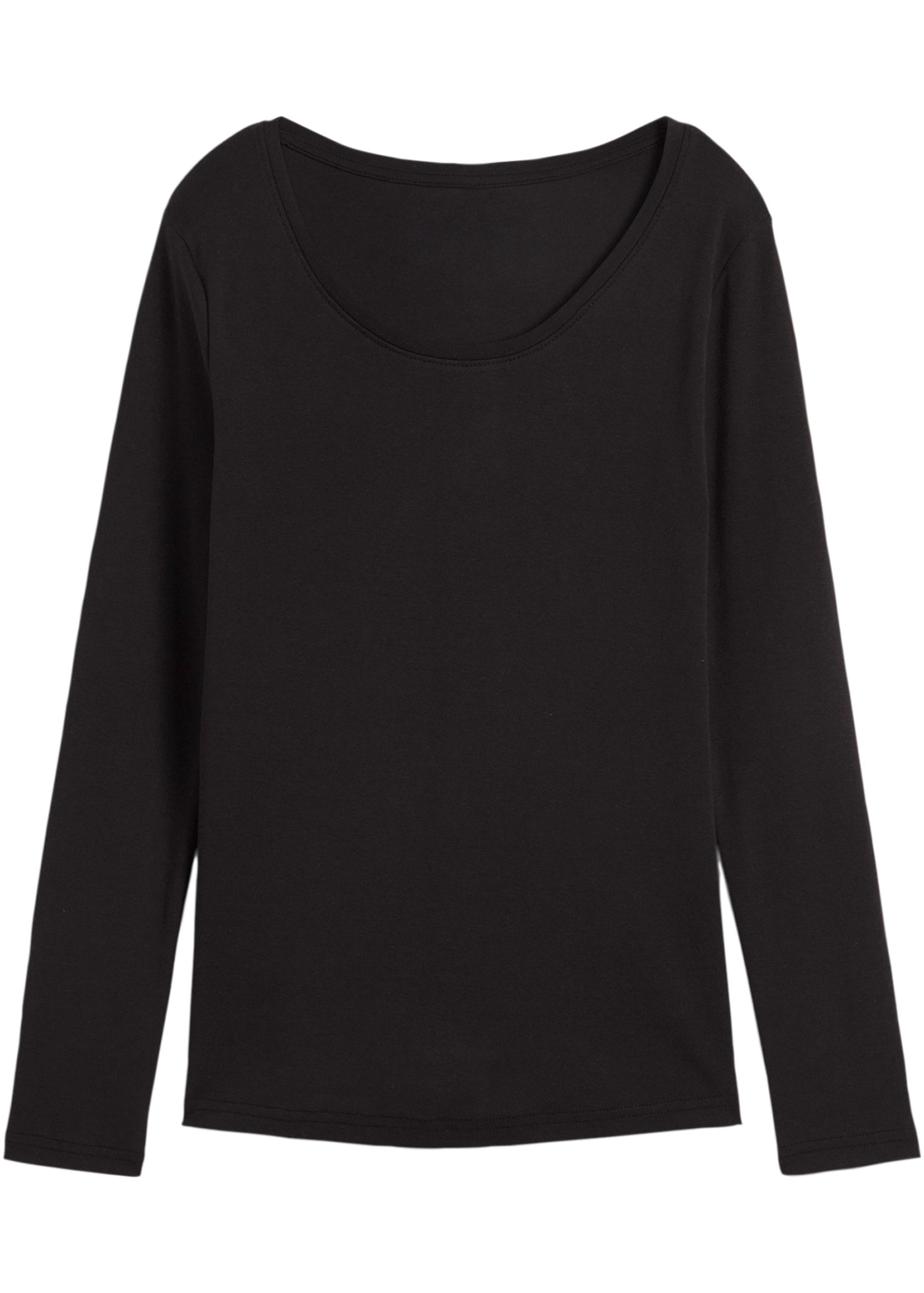 bonprix Langarmshirt leicht taillierte Passform, Rundhalsausschnitt, aus reiner Baumwolle
