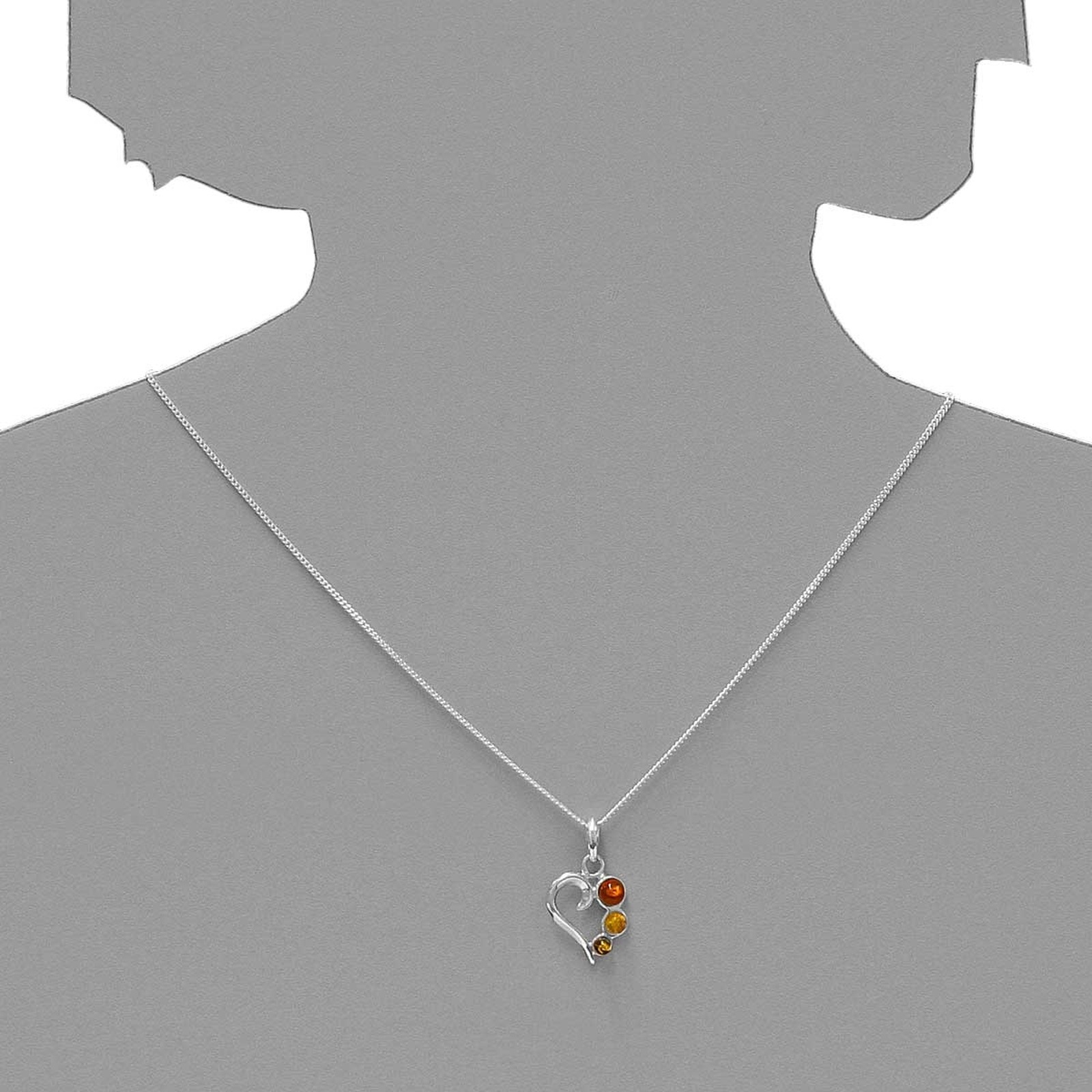 Kettenanhänger OSTSEE-SCHMUCK "- Herz - Silber 925/000 - Bernstein" Gr. 28, silber (silber 925, silberfarben, weiß), Schmuckanhänger, Damen, Silber 925 (Sterlingsilber), Kettenanhänger 5