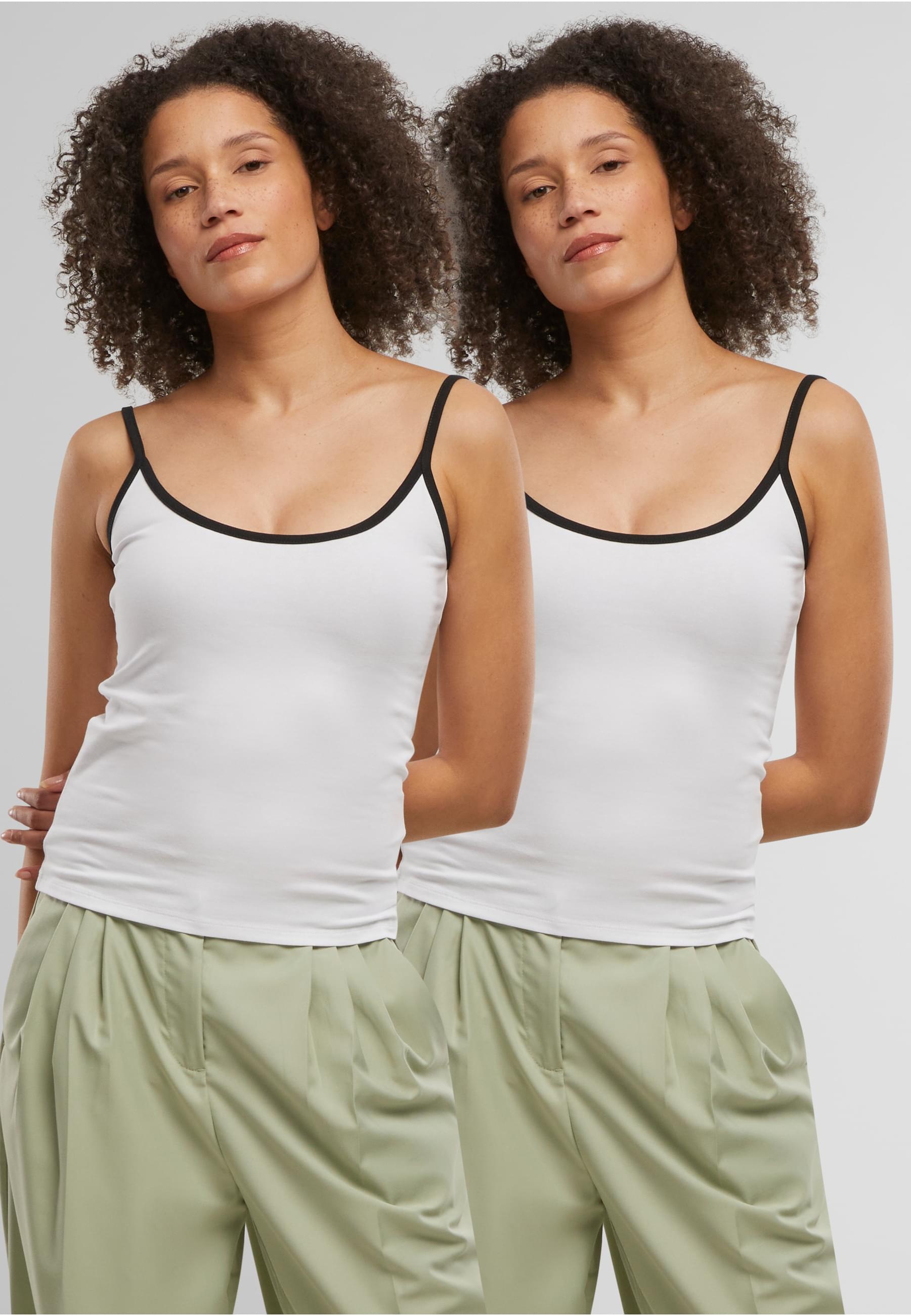 URBAN CLASSICS Muskelshirt »Urban Classics Ladies Contrast Basic Top 2-Pack«, (1 tlg.)