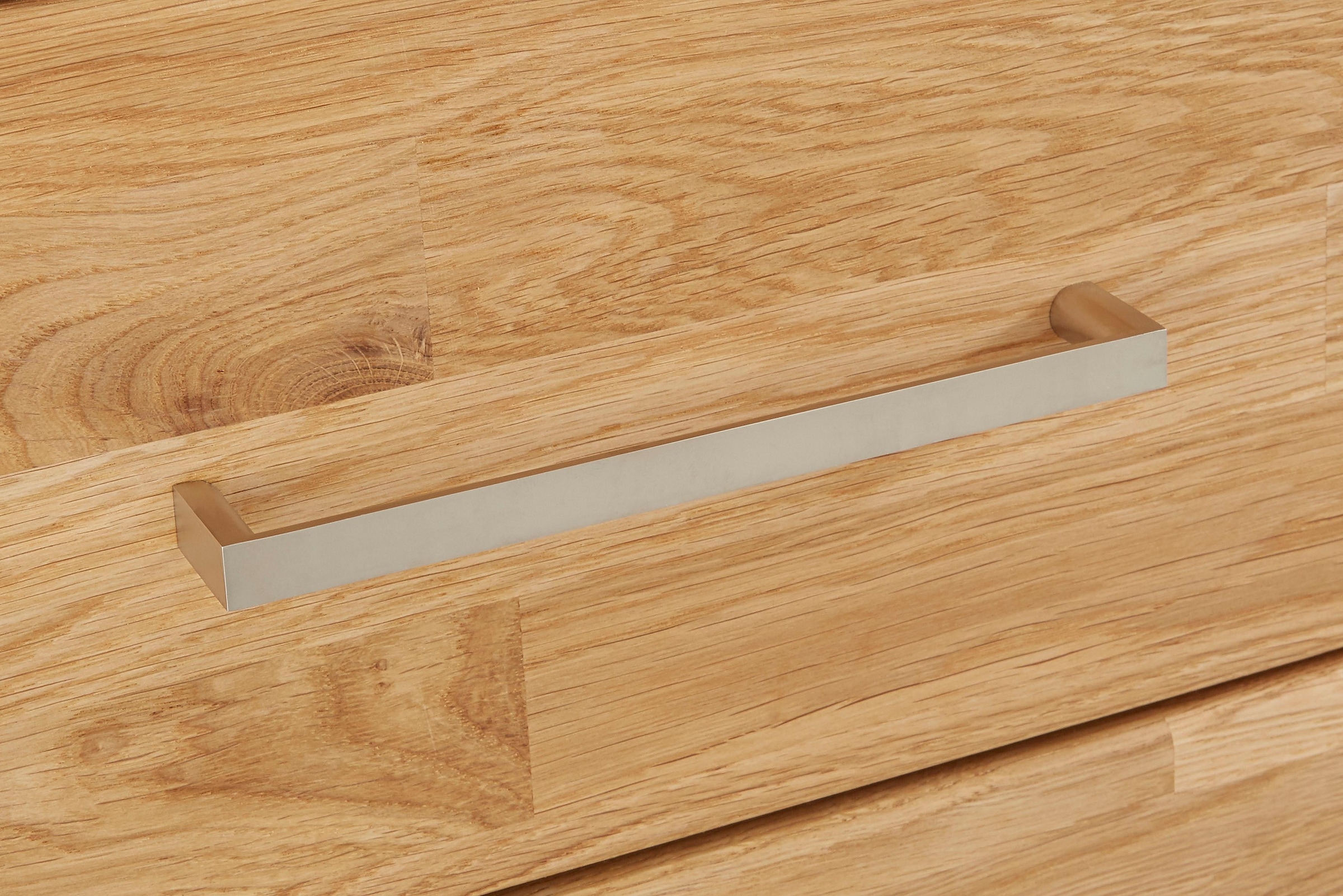 Home affaire Highboard »Ribe,125cm breit,115cm hoch, Fronten Massivholz,5Türen,3 Schubladen«, Holz massiv, Holzwerkstoff, Metall Griffe,10Fächer, Böden versetzbar