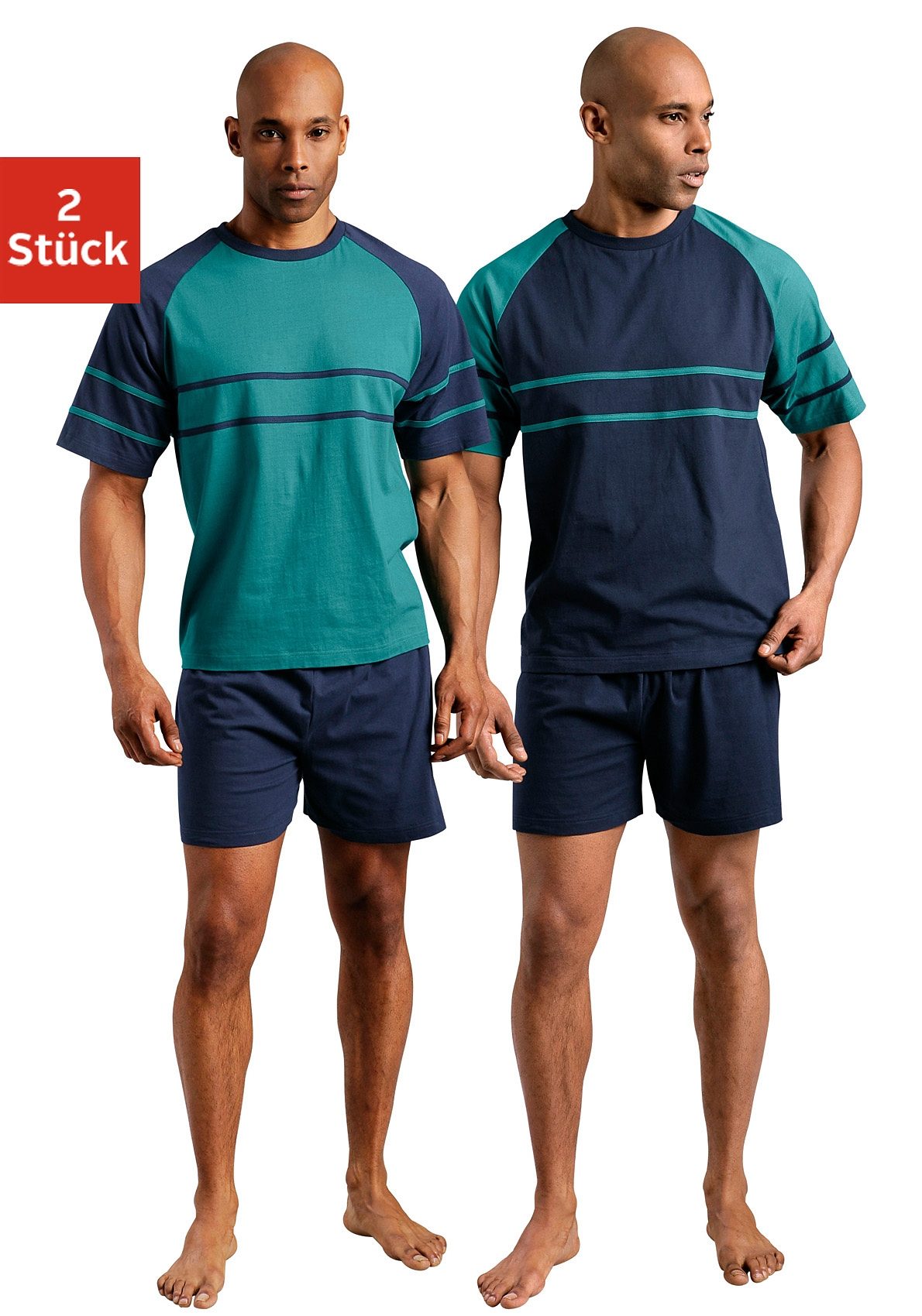 le jogger Pyjama Packung, 4 tlg. mit aufgesetzten Streifen