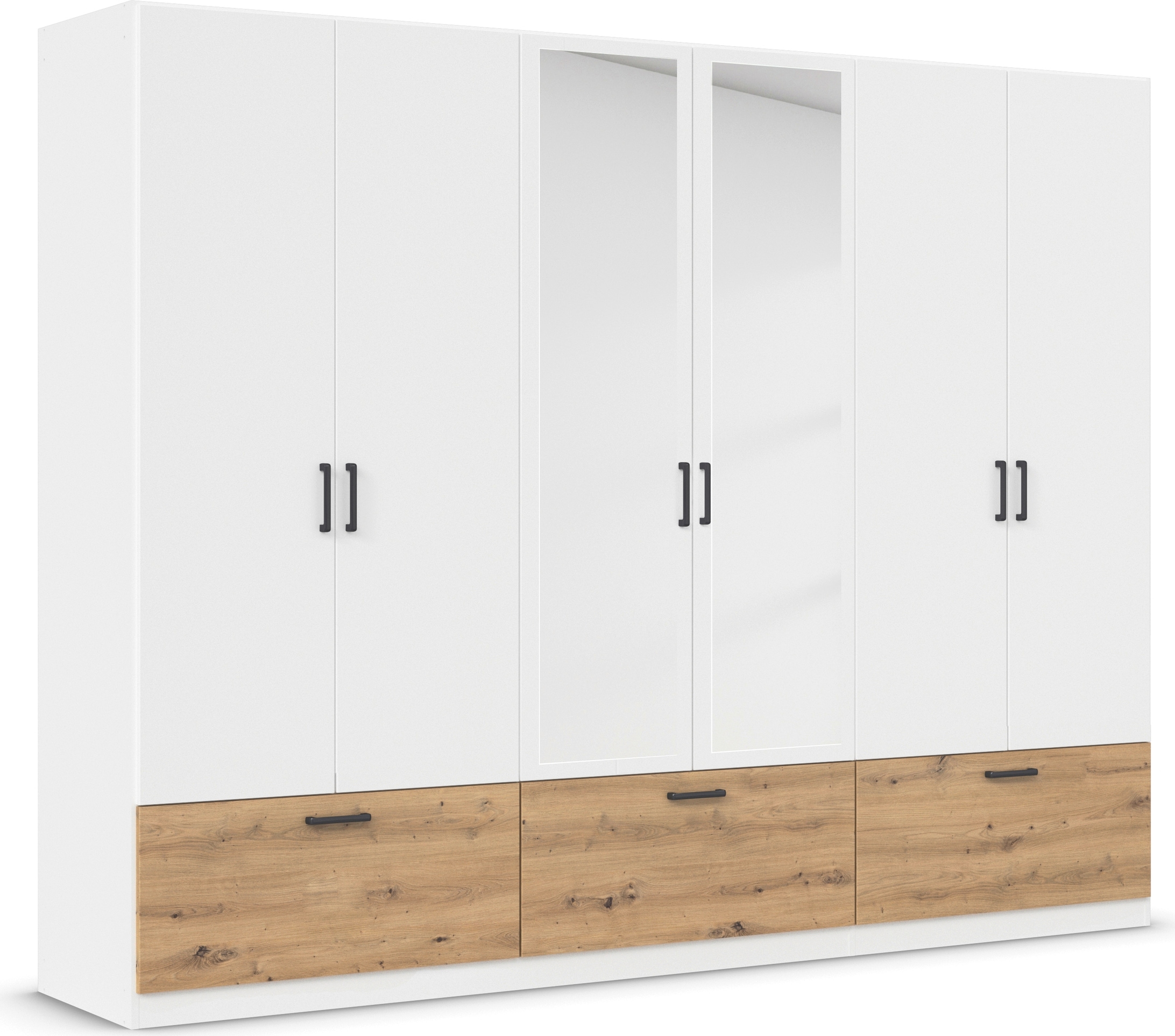rauch Drehtürenschrank »Kleiderschrank Schrank Garderobe Wäscheschrank BARI mit Spiegel«, mit Schubkästen und modernem Griff in Graumetallic MADE IN GERMANY