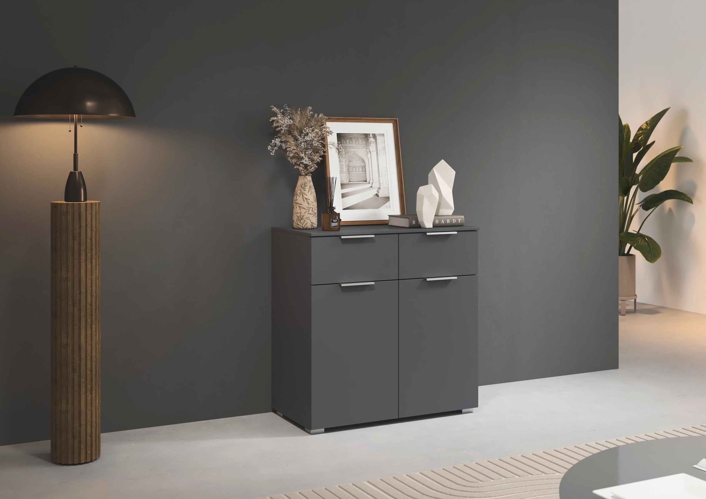 rauch Kombikommode »Sideboard Schubladenkommode CORTONA mit Dekor-Front« Breite 80 cm inkl. Soft-Close-Funktion,  mit 2 Schubladen und 1 verstellbaren Einlegeboden MADE IN GERMANY