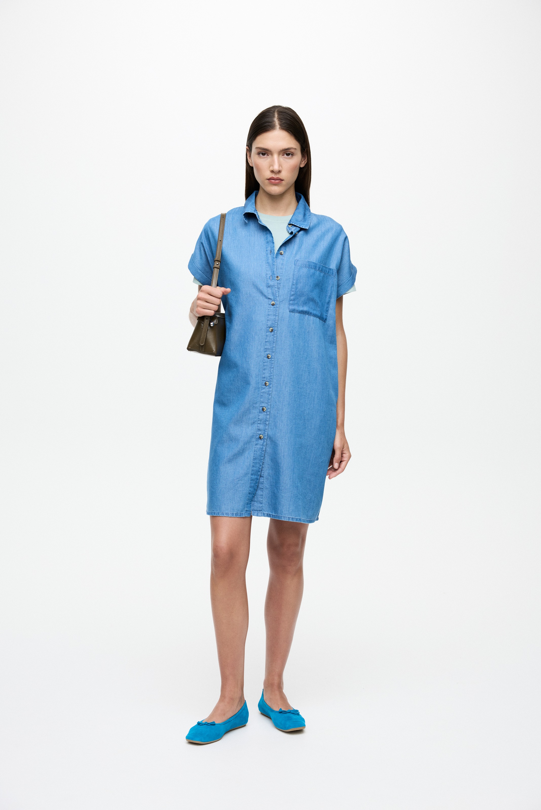 Vila Robe Courte à Manches Courtes Nori Medium Blue Denim 40 Femme 3