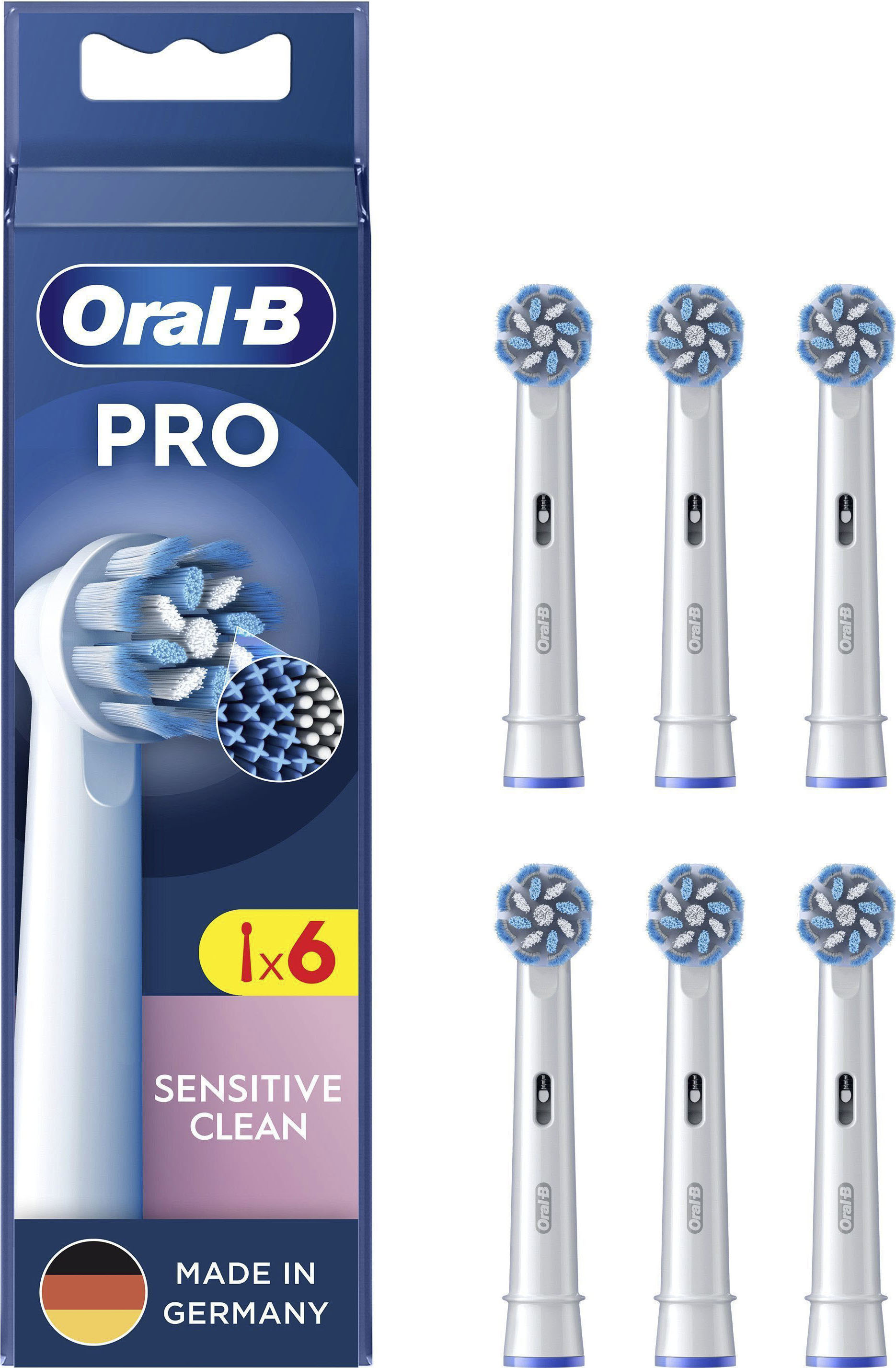 ORAL-B Aufsteckbürsten "Pro Sensitive Clean", 6 Stk., weiß, Zahnbürstenköpfe, X-förmige Borsten
