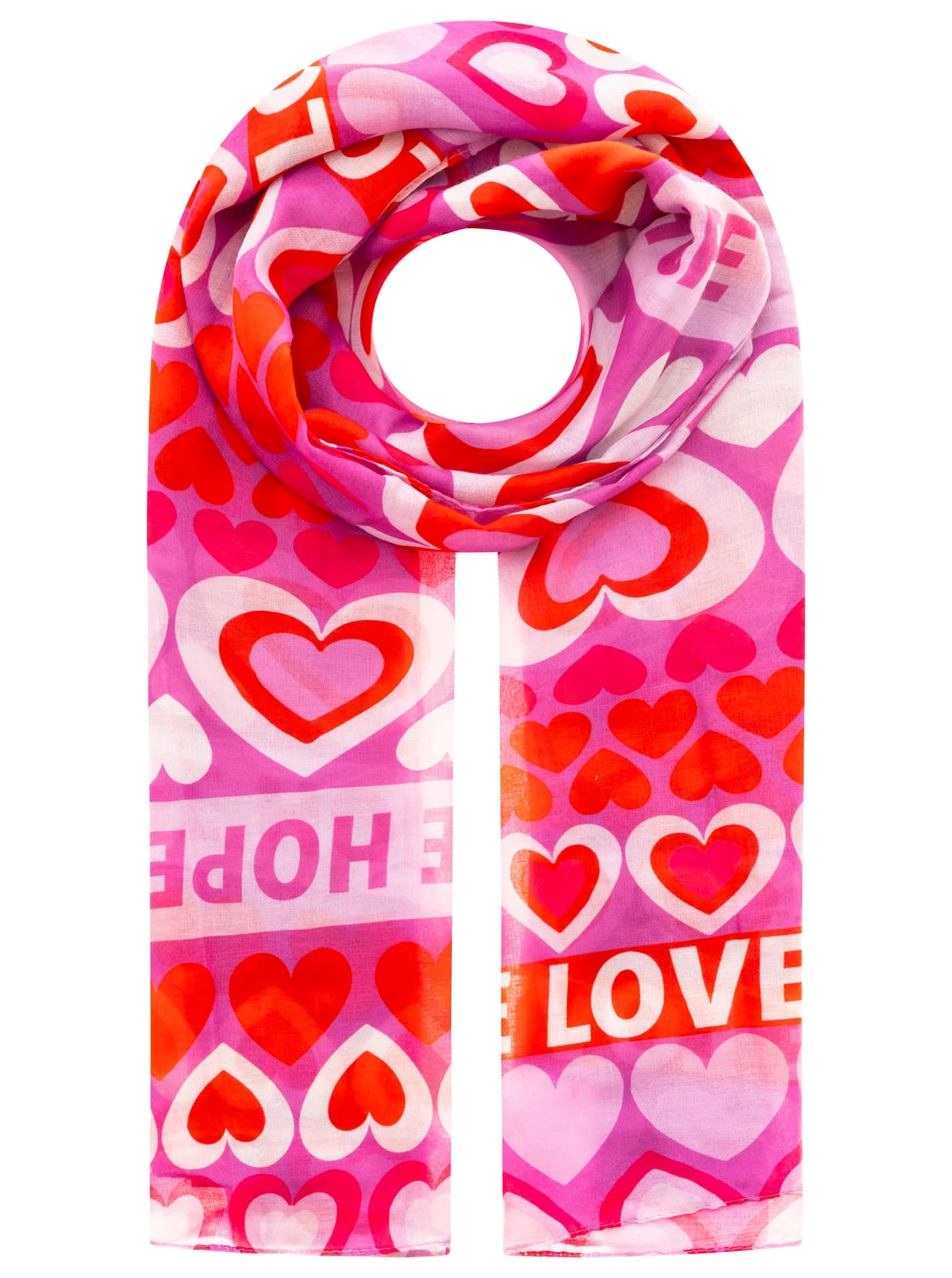 Zwillingsherz Schal »"Heartbeat"« mit Schriftzug, Herzmotiv, transparent