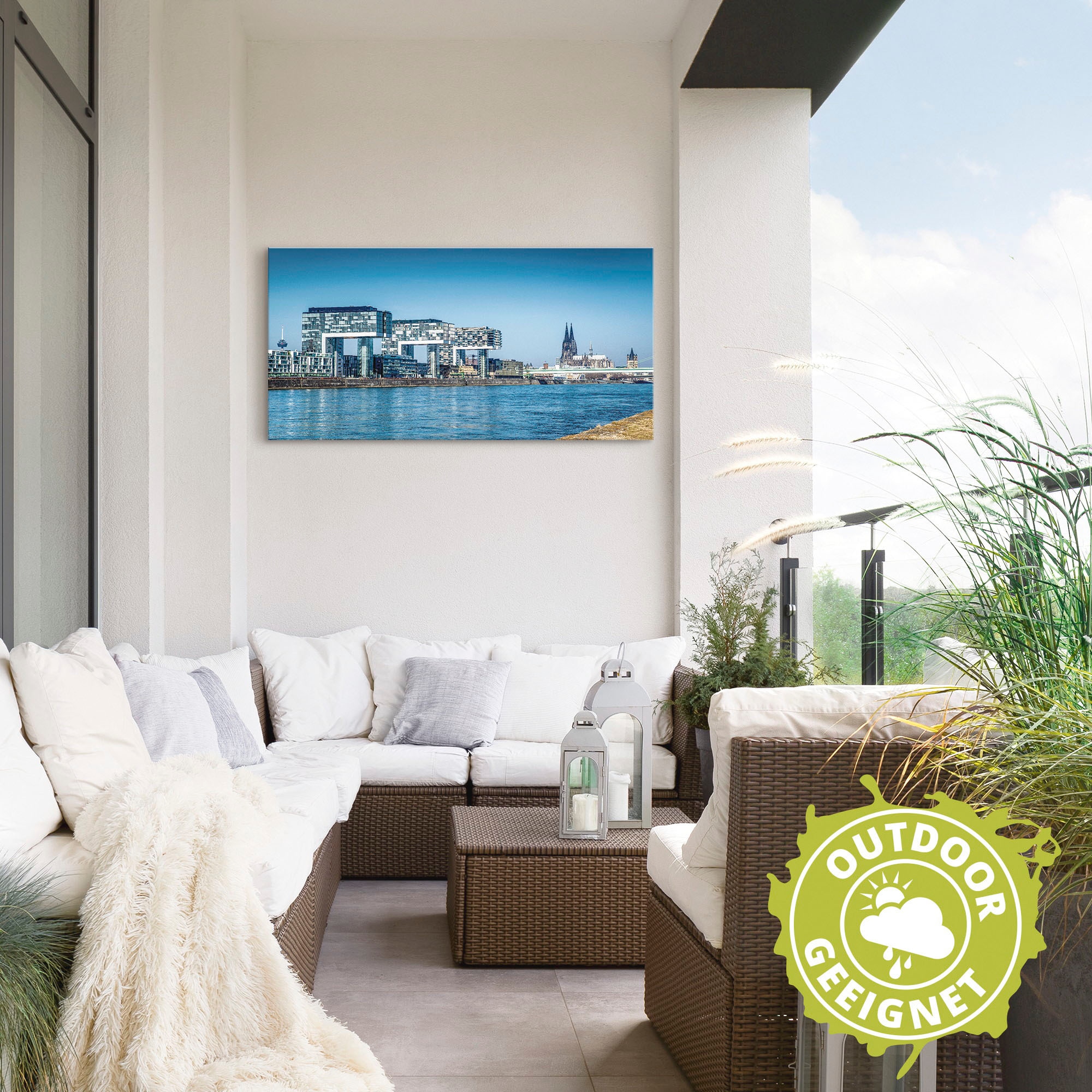 Artland Wandbild »Köln Kranhäuser und Dom«, Gebäude, (1 St.), als Alubild, Outdoorbild, Leinwandbild in verschied. Größen