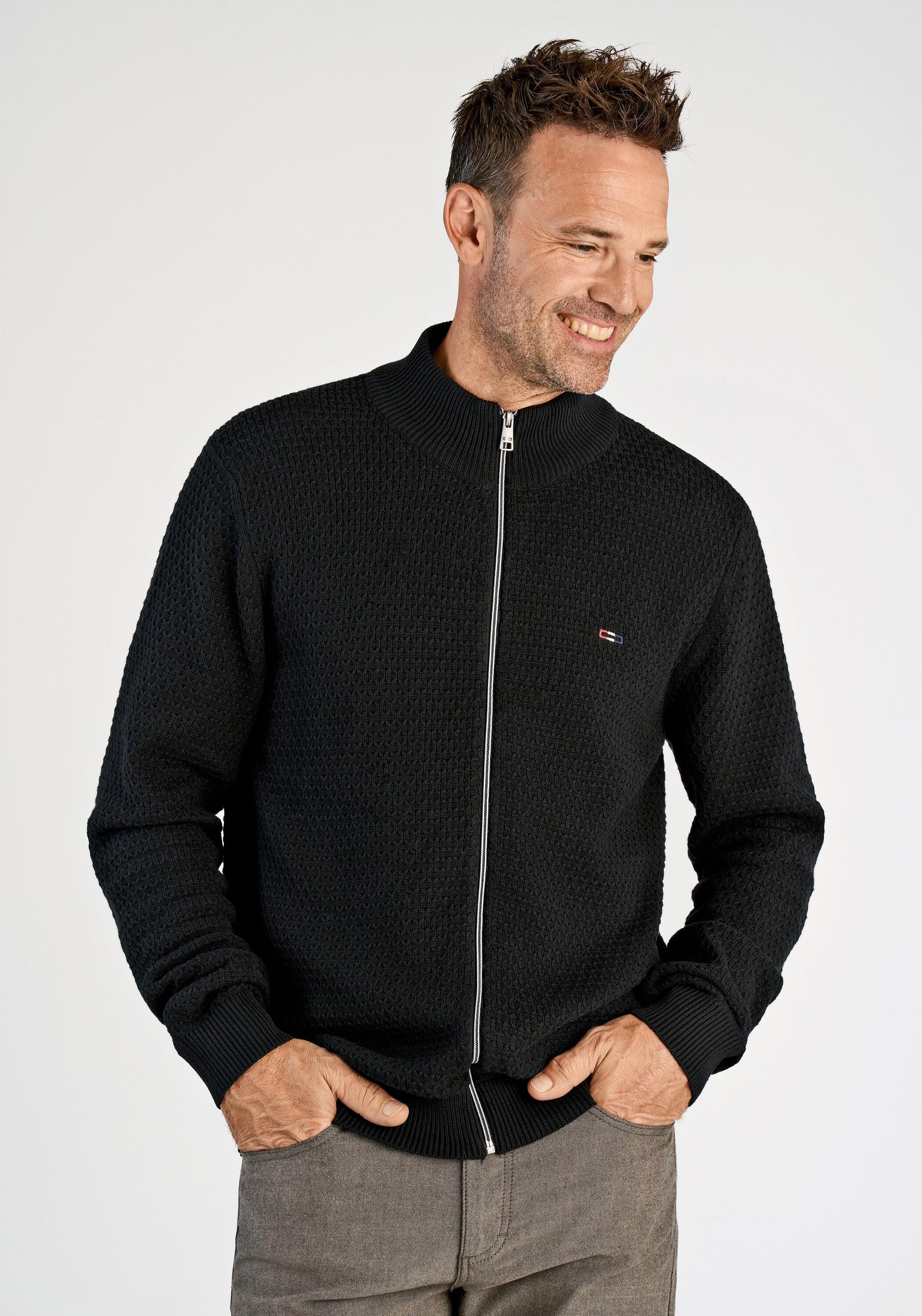 Bison Cardigan Comfort Fit Black 3XL