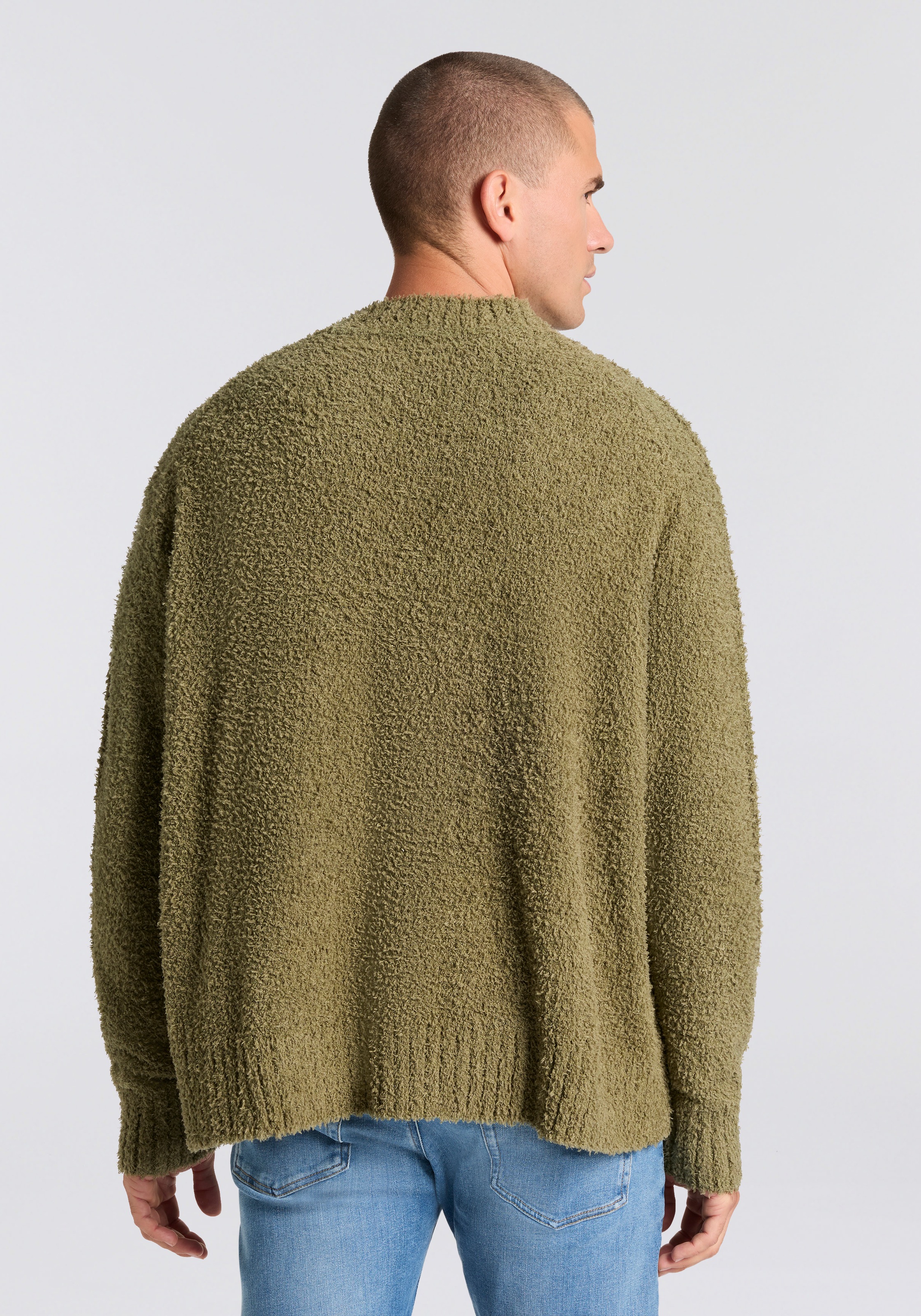 HUGO Blue Strickpullover "Sanou", Rundhalsausschnitt, relaxed fit, Bouclé-S günstig online kaufen