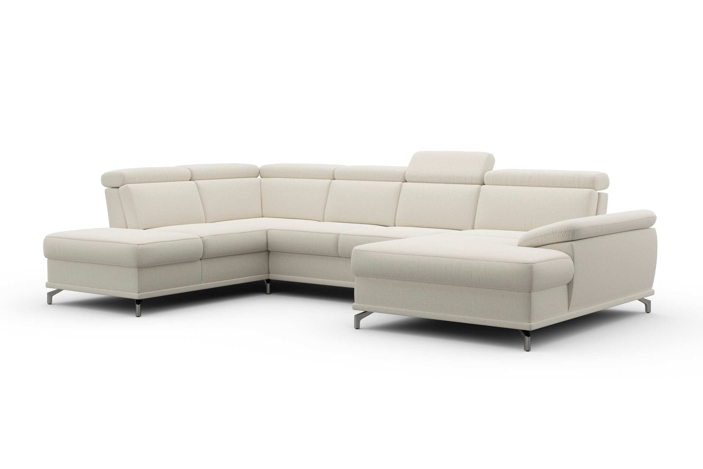 sit&more Wohnlandschaft »Cabrio U-Form, mit Sitztiefenverstellung, Arm- und Kopfteilverstellung«, 3 Nierenkissen, Federkern, optional Bettfunktion und Stauraum