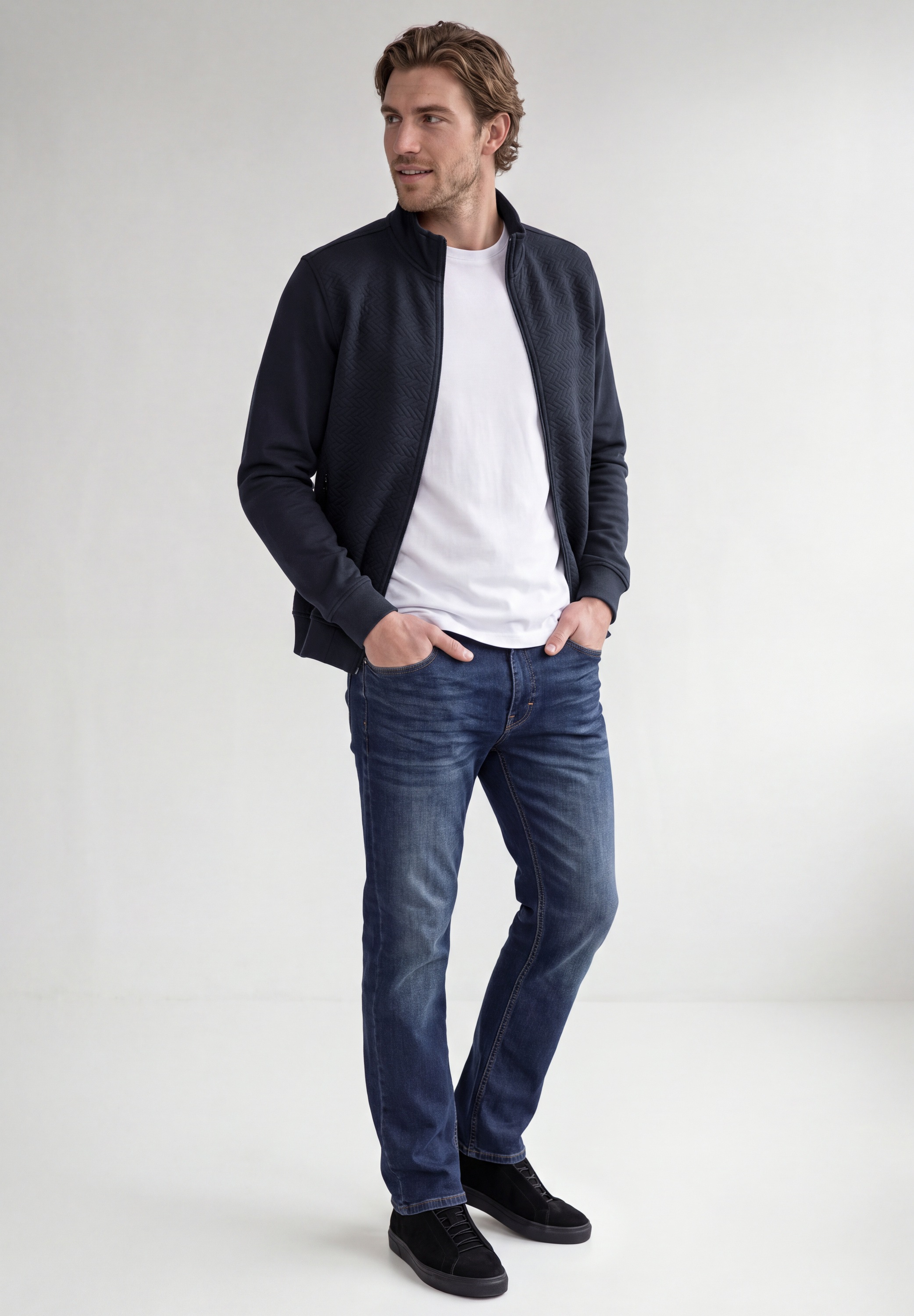 STREET ONE MEN Sweatjacke in Unifarbe