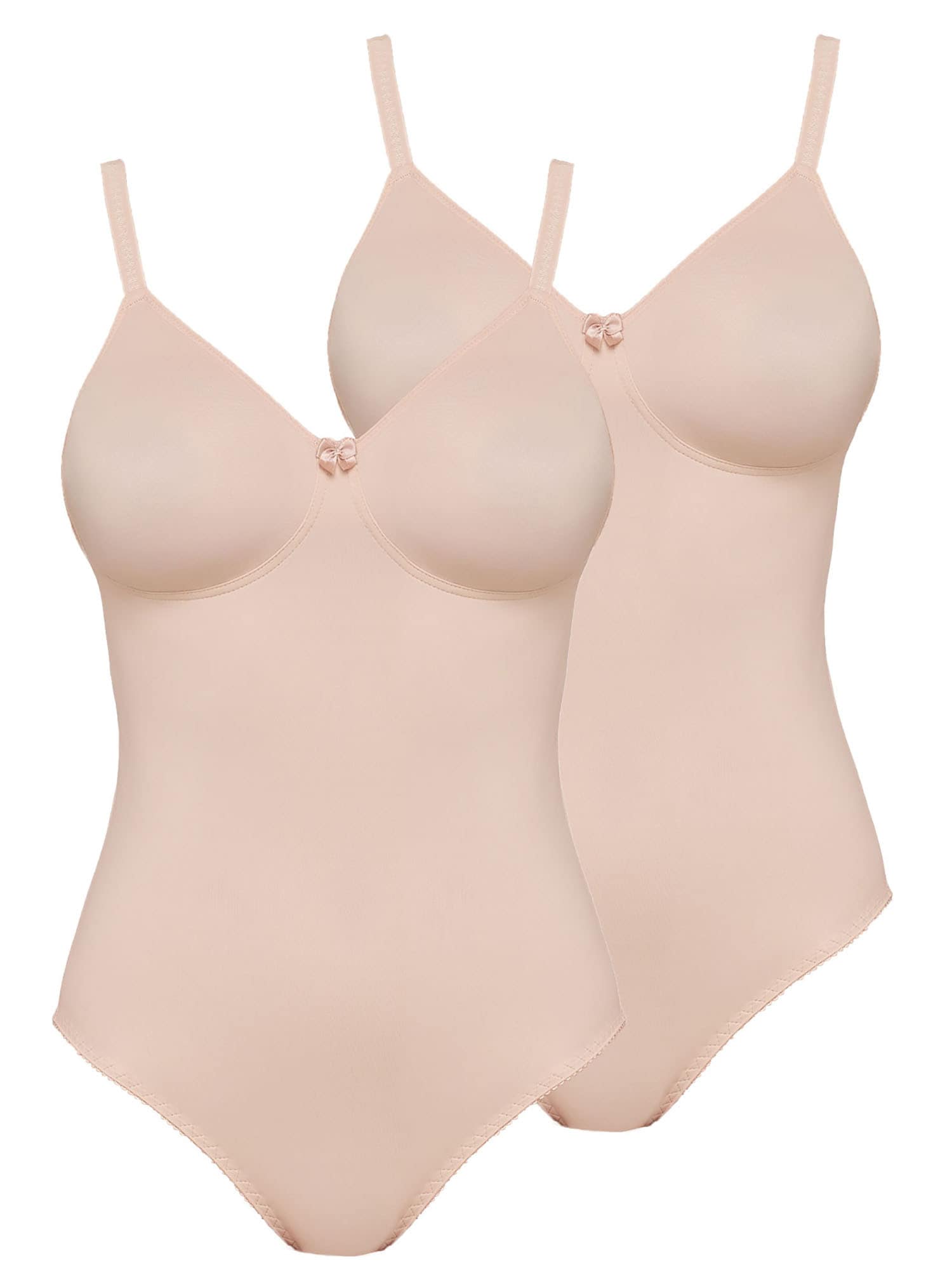 SUSA Damen Body "2er Pack Body ohne Bügel Basic", Gr. 85cappuccino cappuccino, Stoff, Obermaterial: 82% Polyamid PA. 18% Elasthan EL., Bodys