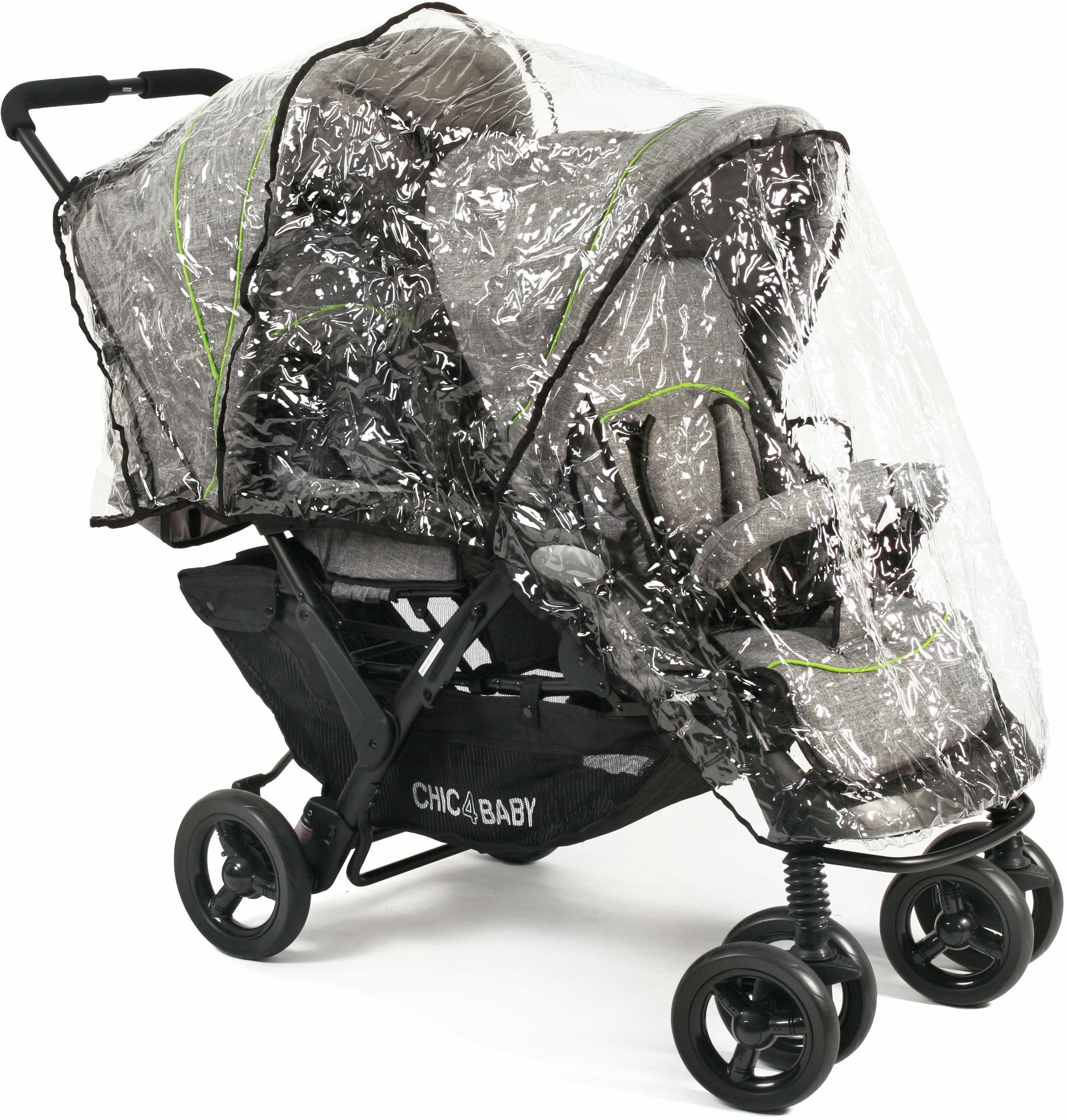 Thumbnail - CHIC4BABY Geschwisterwagen "Duo, jeans grey" mit herausnehmbarer Tragetasche; Kinderwagen