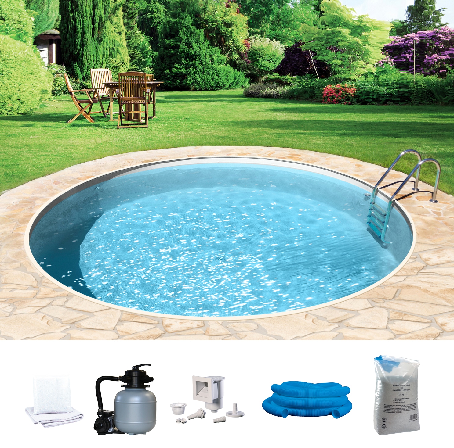 my POOL BWT Rundpool "mit sandfarbener Folie für den Karibik Look" Höhe 150 günstig online kaufen
