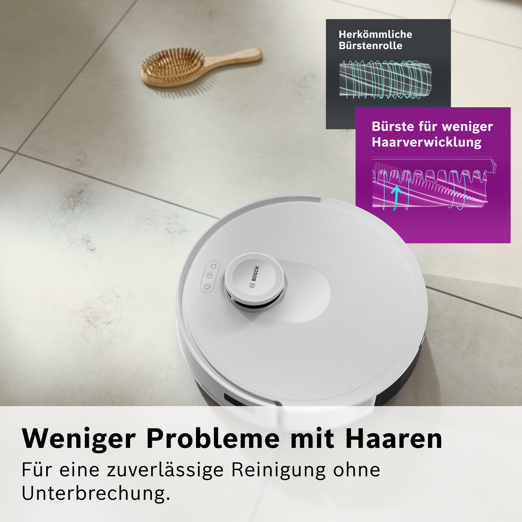 BOSCH Saugroboter »Spotless BCRC1W, Saugroboter mit Wischfunktion, 11.000 Pa Saugkraft«, Ladestation, einfache Navigation mit Infrarot-Licht, Carbon Bürste