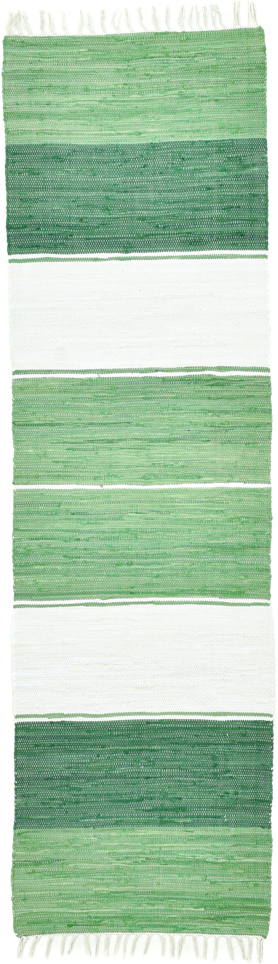 Thumbnail - THEKO Teppich "Stripe Cotton, handgewebt" rechteckig 5 mm Höhe Flachgewebe, gestreift, reine Baumwolle, mit Fransen, auc...