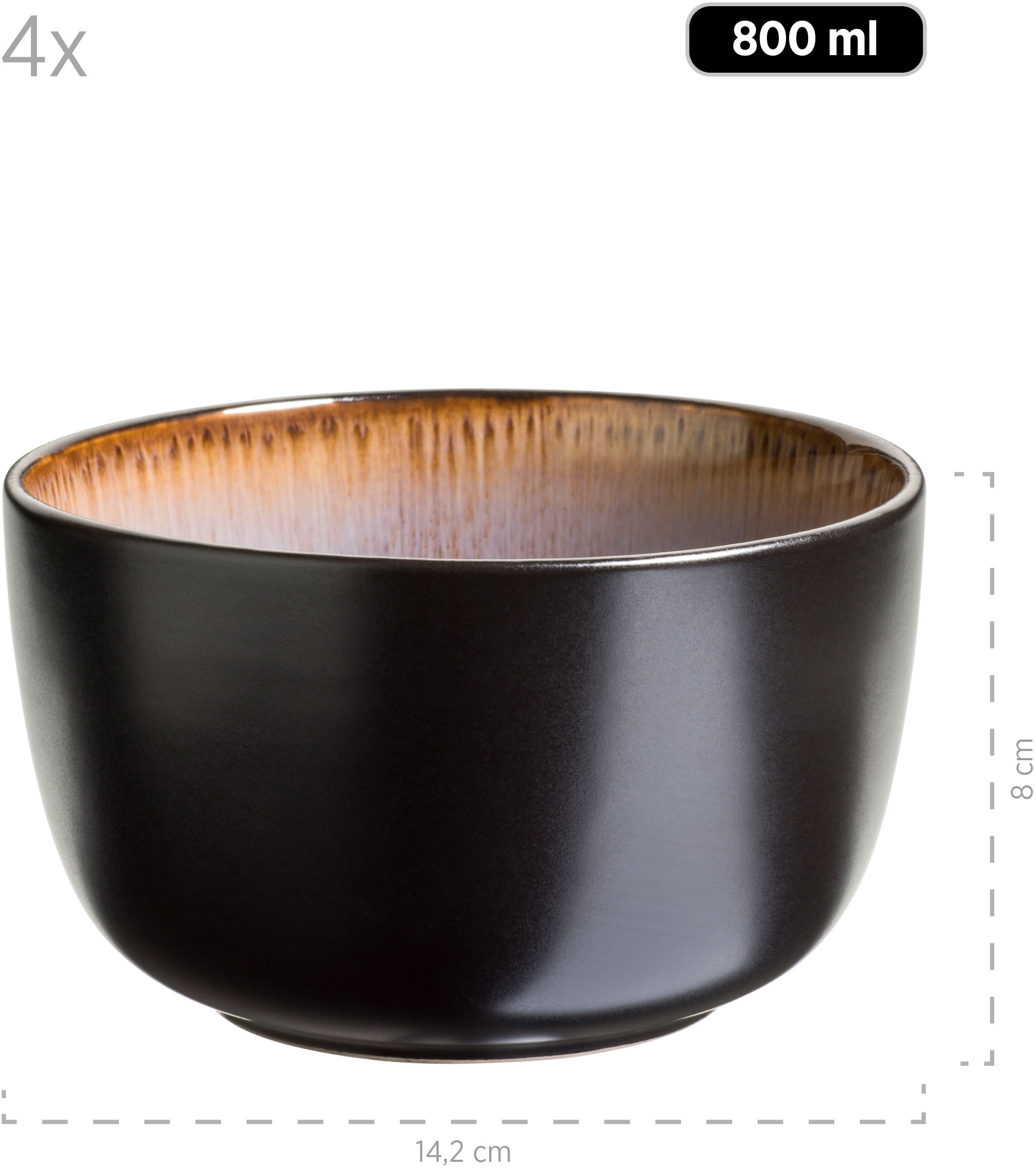 MÄSER Müslischüssel »TEONA, Schüssel-Set, Steinzeug« 4 Stk. aus Steinzeug