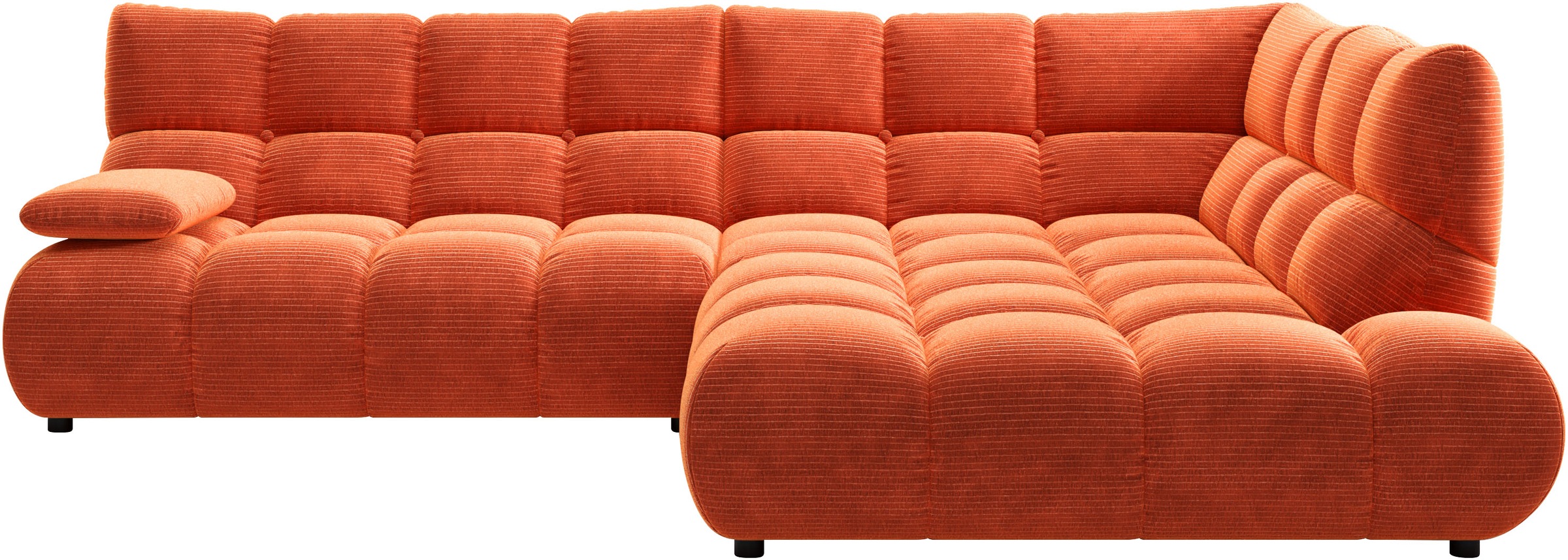 Home affaire Ecksofa "Cozy Bubble, mit klappbarer Armlehne, Breite 289 cm" mit eleganter Steppung, Rundumbezug & weicher Polsterung
