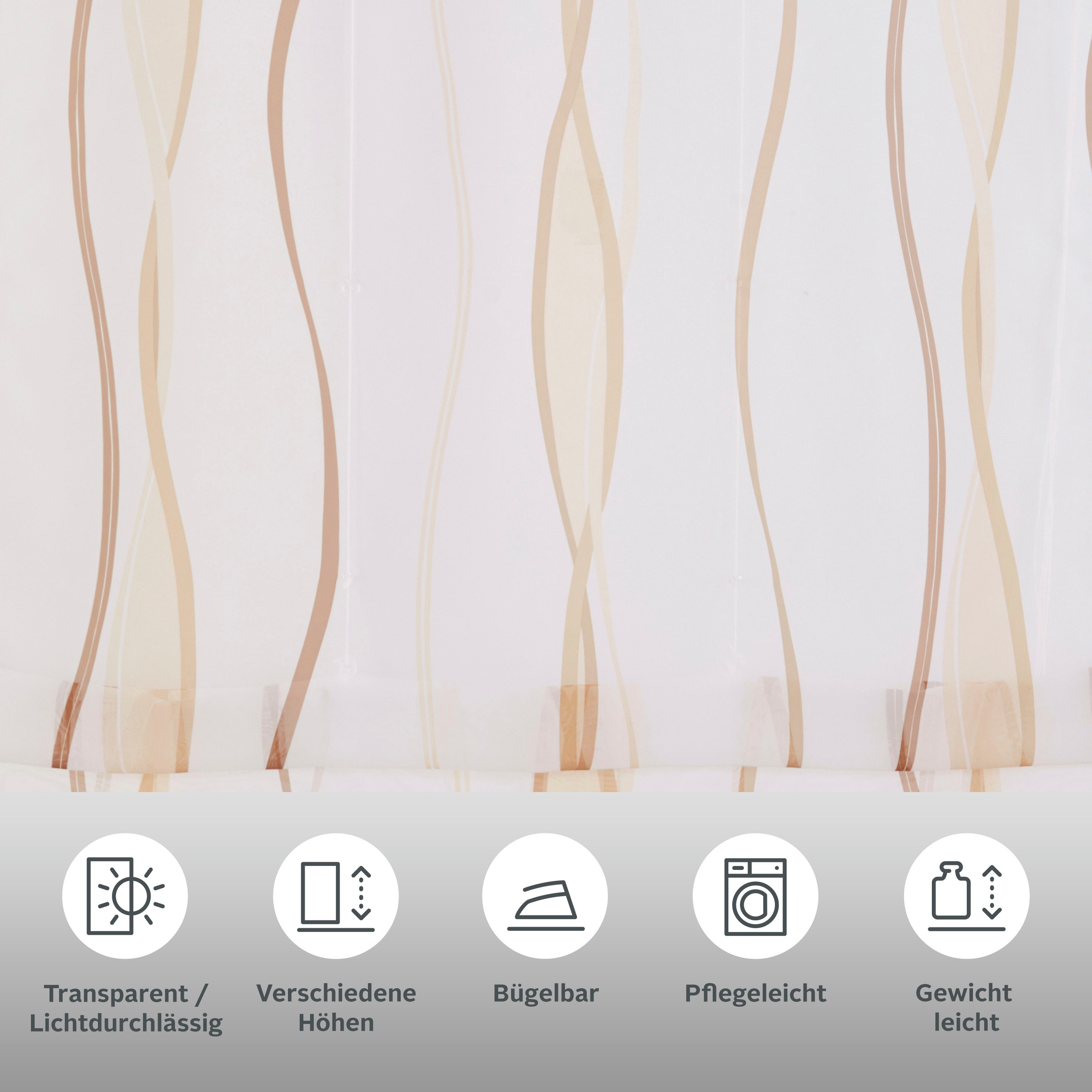 Thumbnail - my home Raffrollo "Dimona" mit Klettschiene Transparent, Voile, Polyester, Wellen