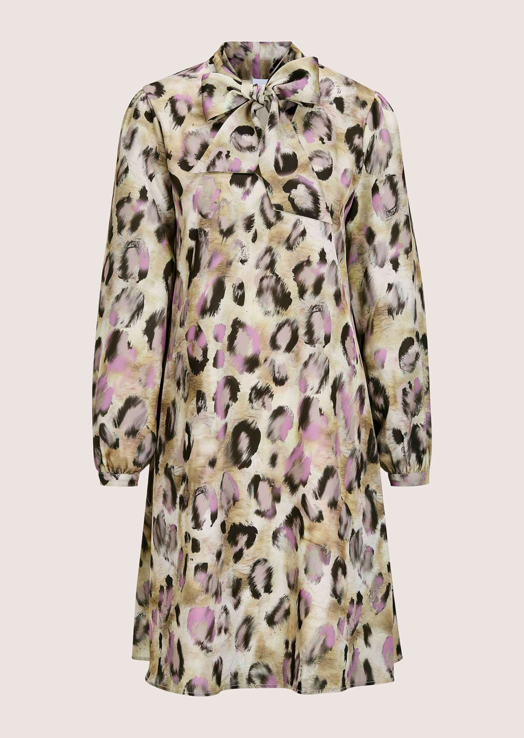 MADELEINE "Kleid Fließendes Design mit Animal-Print" V-Ausschnitt mit Schluppe