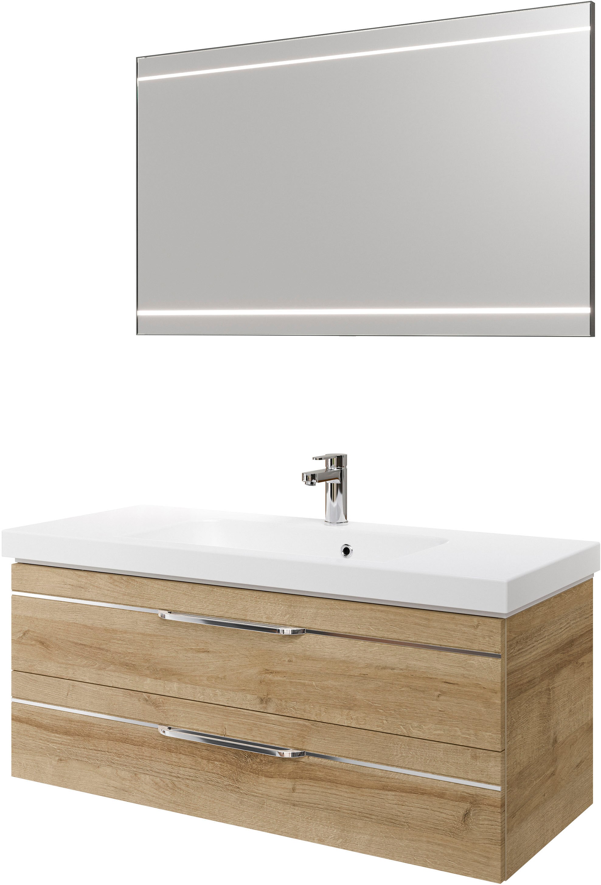Saphir Badmöbel-Set "Balto 2-teilig Mineralmarmor-Waschtisch mit LED-Spiege günstig online kaufen