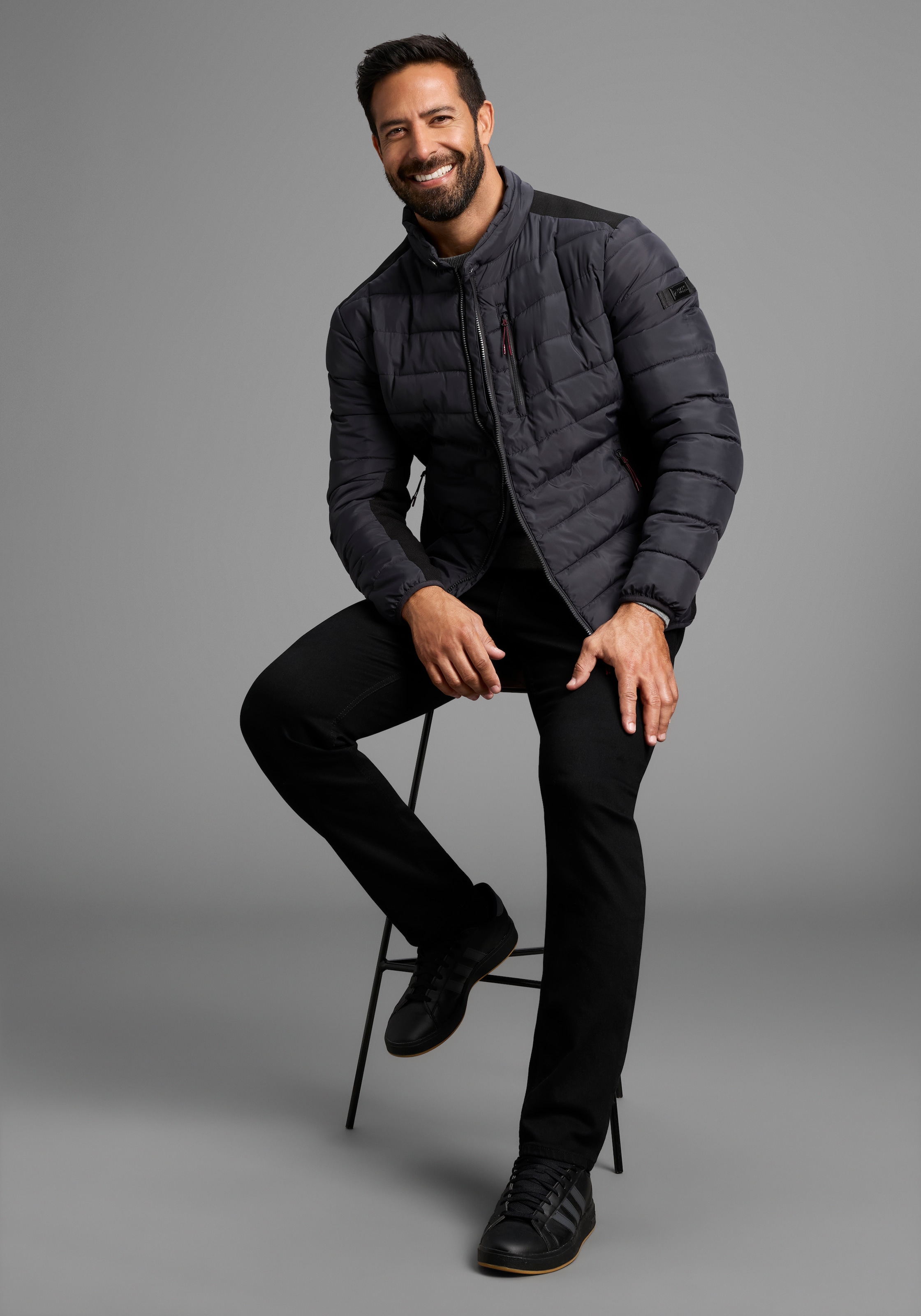 Man's World Steppjacke, ohne Kapuze, mit Reißverschlusstaschen, mit Brusttasche, mit Innentaschen