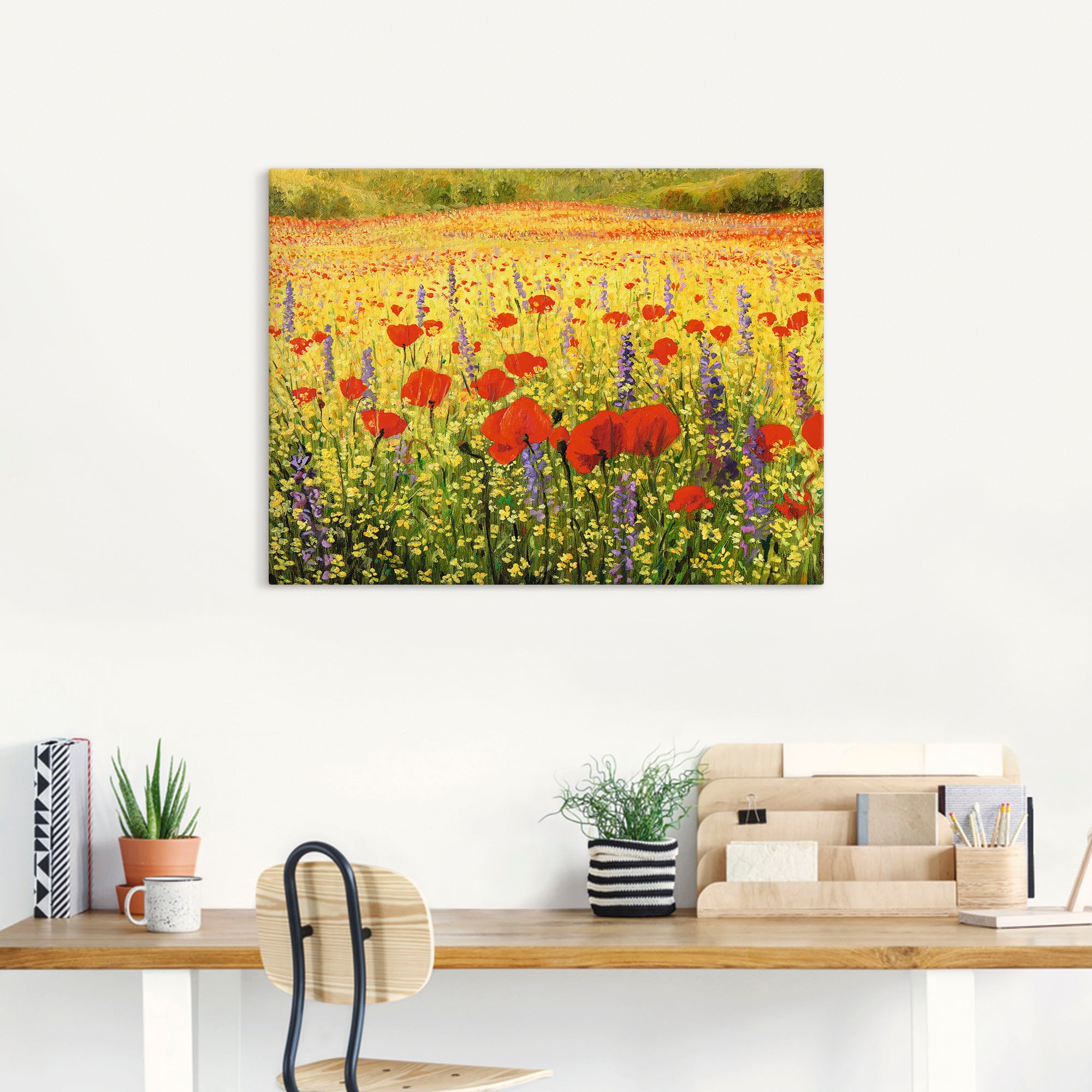 Artland Leinwandbild "Mohnblumenfeld" Felder 1 Stk. tlg. auf Holzrahmen ges günstig online kaufen