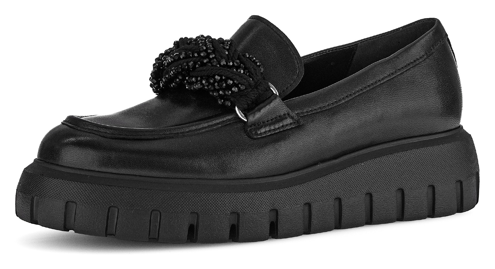 Gabor Loafer, Slipper, Schlupfschuh, Halbschuh mit schmuckverziertem Flechtriegel