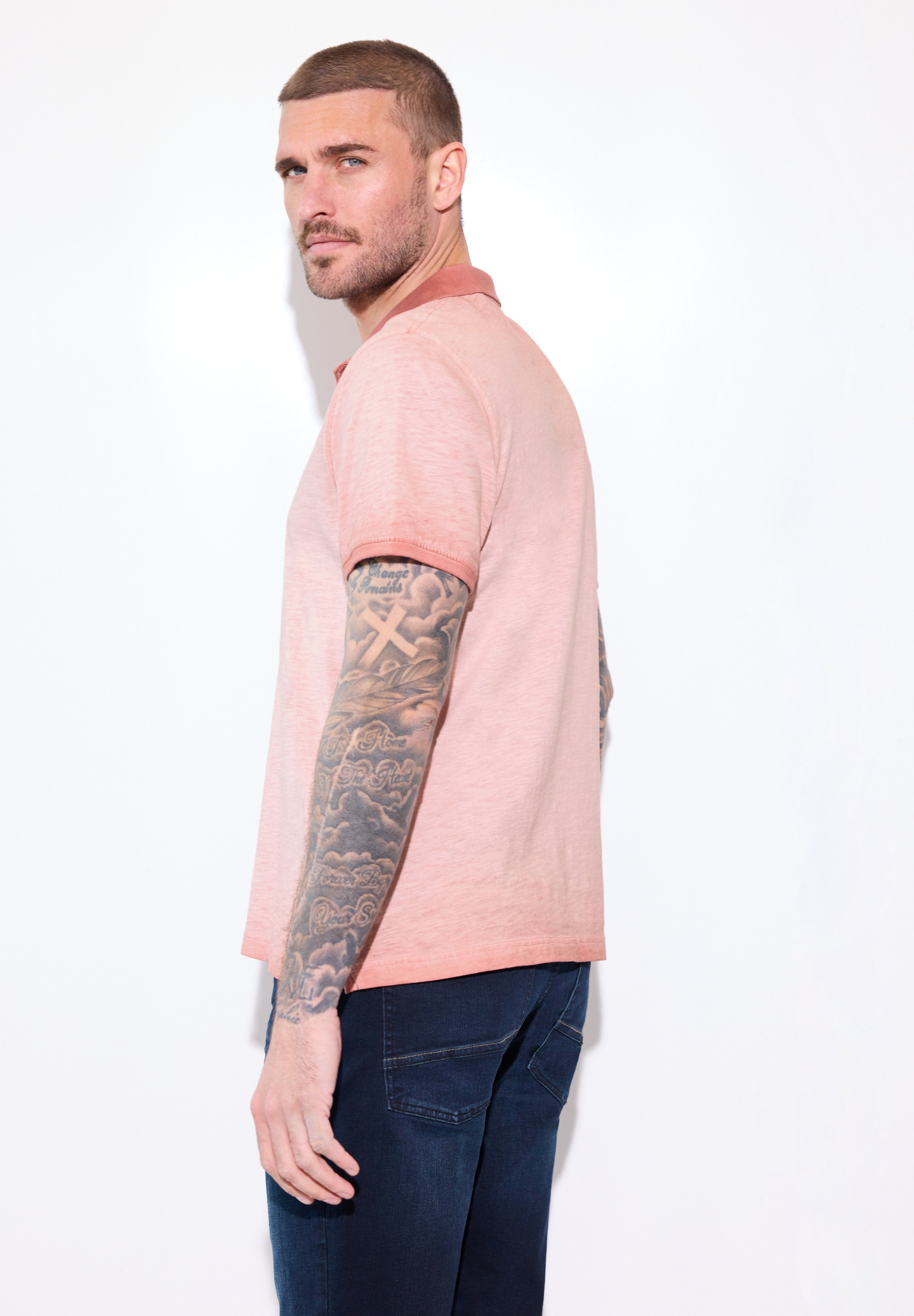 STREET ONE MEN Poloshirt in washed Optik