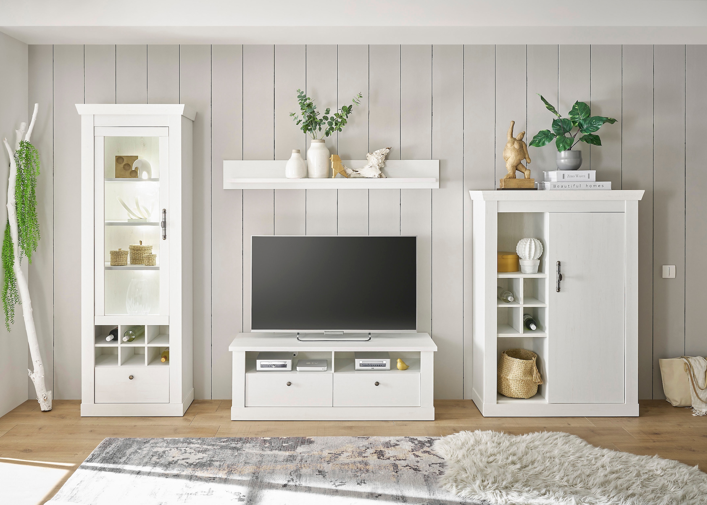 Home affaire Wohnwand "RAVENNA" 4 Stk. tlg. im romantischen Landhausstil, G günstig online kaufen