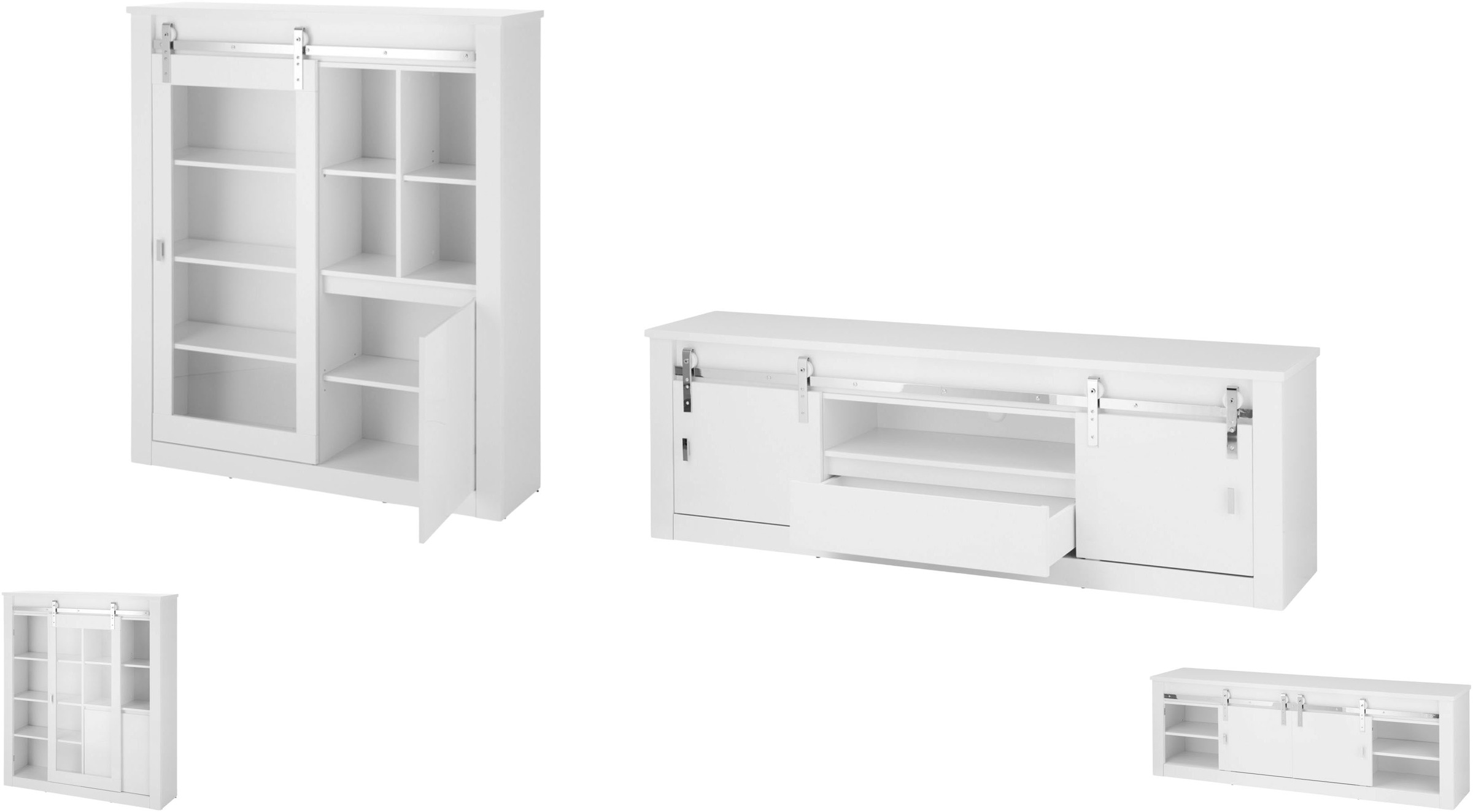 Home affaire Wohnwand "Daytona, moderne Anbauwand, Wohnzimmer-Set in Weiß H günstig online kaufen