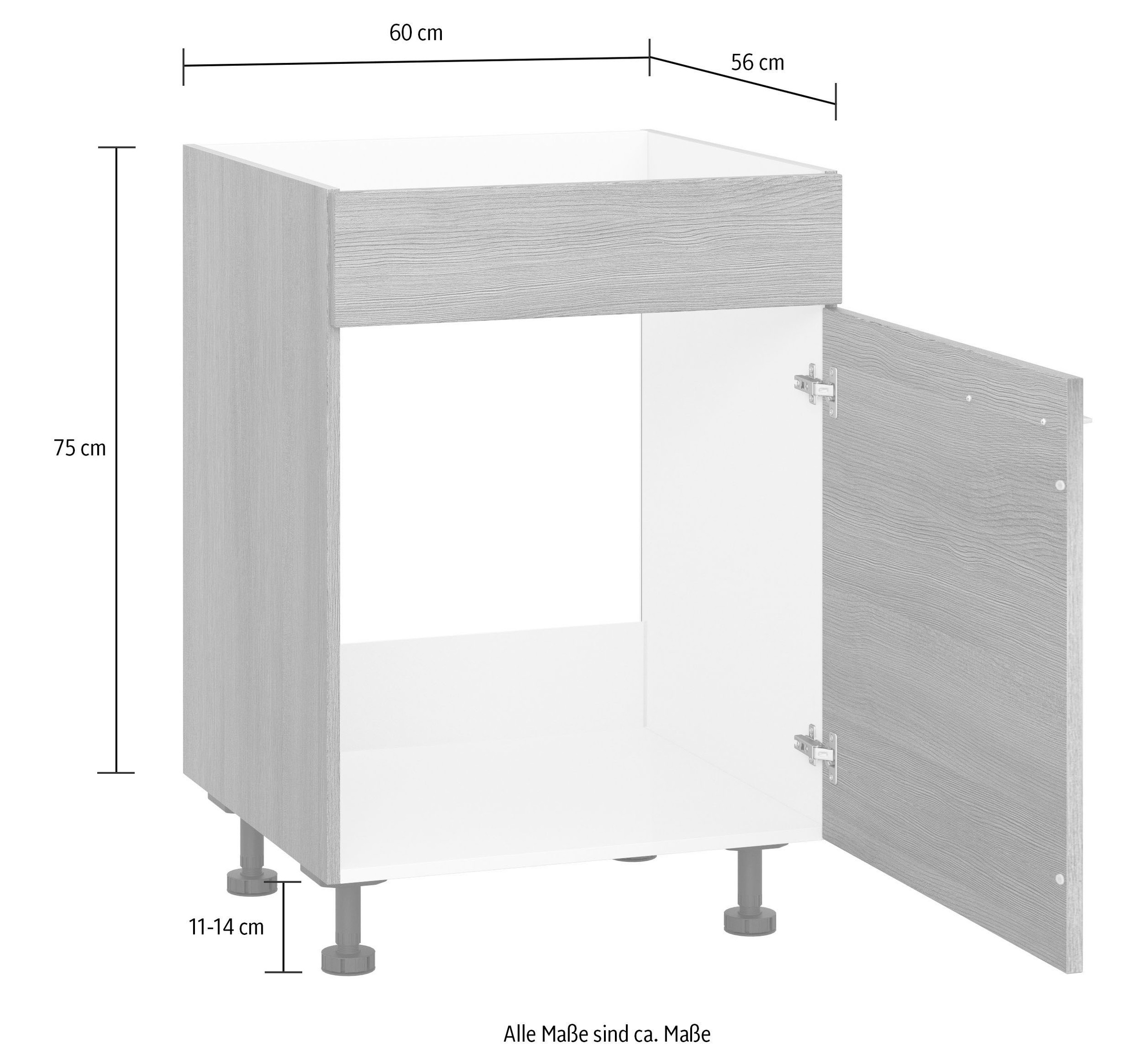 KOCHSTATION Spülenunterschrank »KS-Trea SPBL60«, Breite 60 cm, Höhe 75 cm