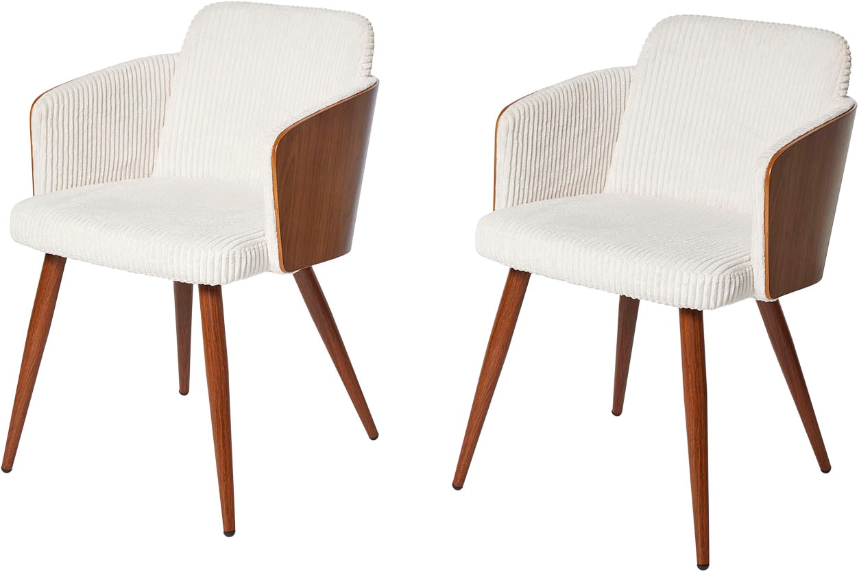 Jahnke Schalenstuhl »CHIC SIT DUO« () edles Design,Massivholz-Rückenteil,Armlehnen,Metallgestell in Holzlook