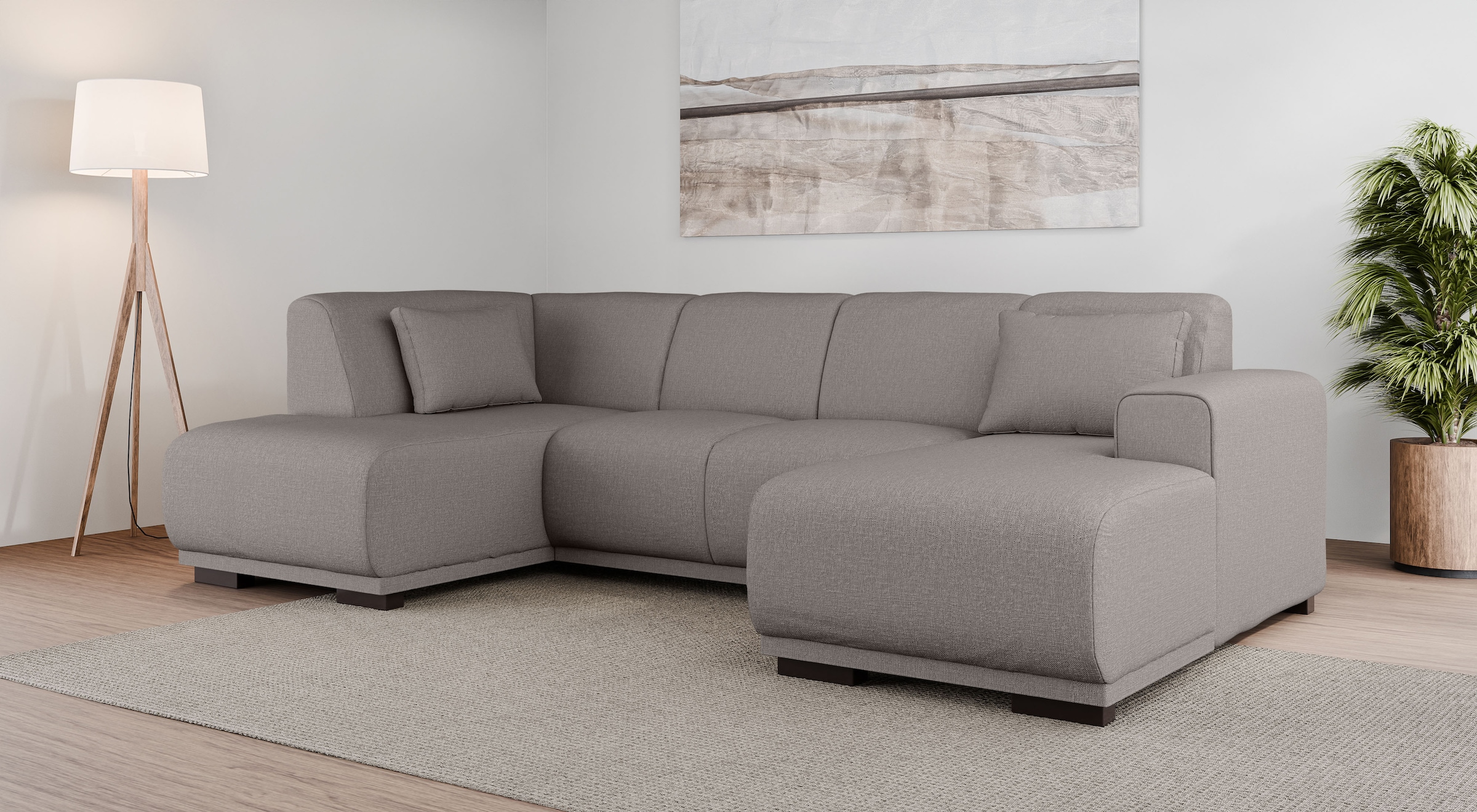OTTO home Wohnlandschaft "BORNHOLM U-Form mit Recamiere rechts/links, B/T/H: 300/162/85 cm" U-Form mit Wellenunterfederung, Recamiere rechts oder links bestellbar