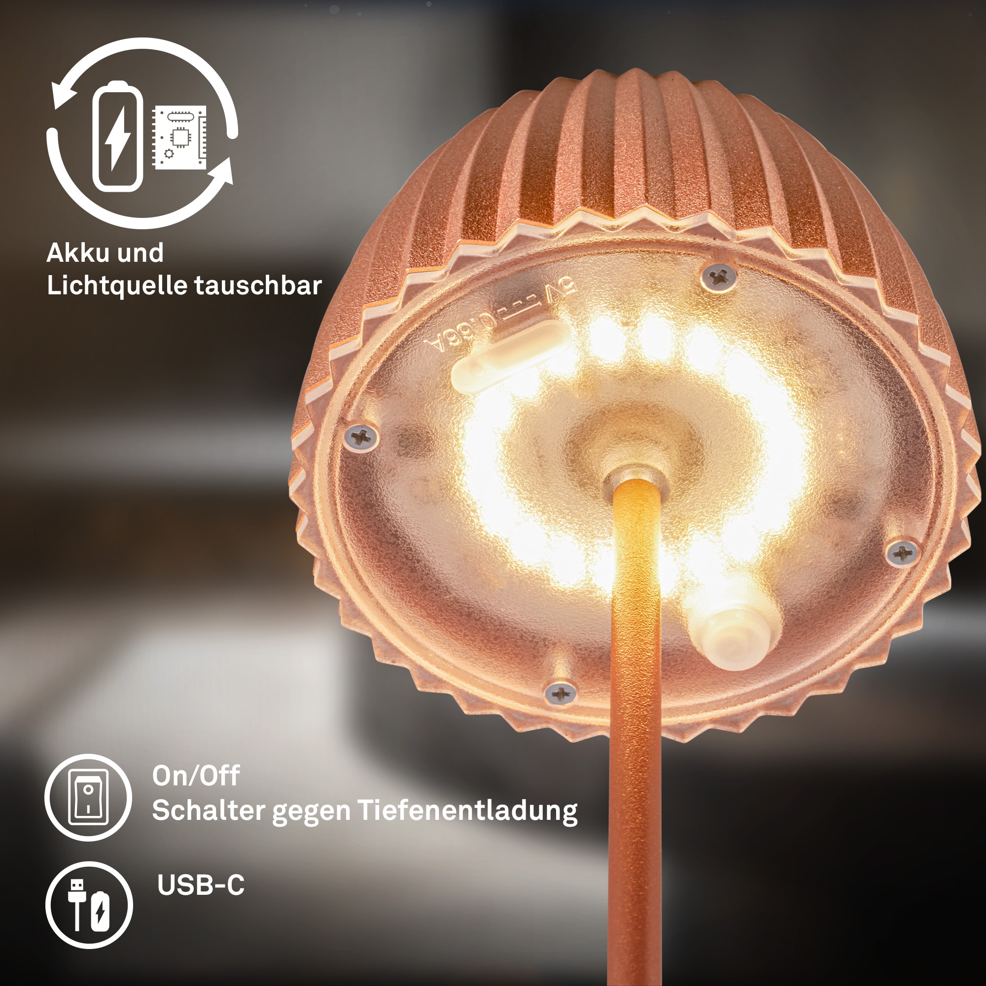 Briloner Leuchten LED Tischleuchte »Akku LED Tischleuchte« LED-Modul