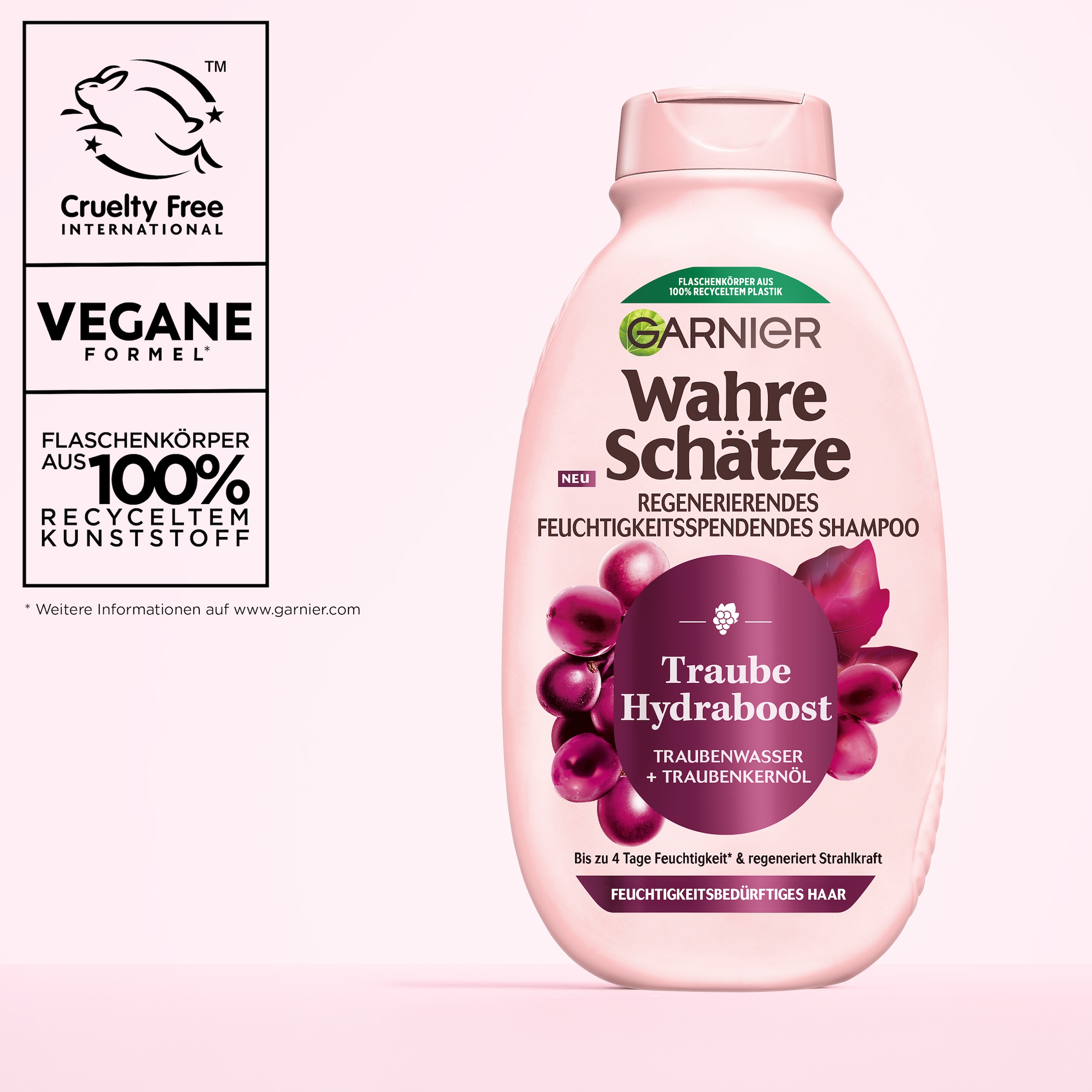 GARNIER Haarshampoo »Garnier Wahre Schätze Traube Hydraboost Shampoo (6er Packung)« für feuchtigkeitsbedürftiges Haar, mit Traubenwasser und Traubenkernöl