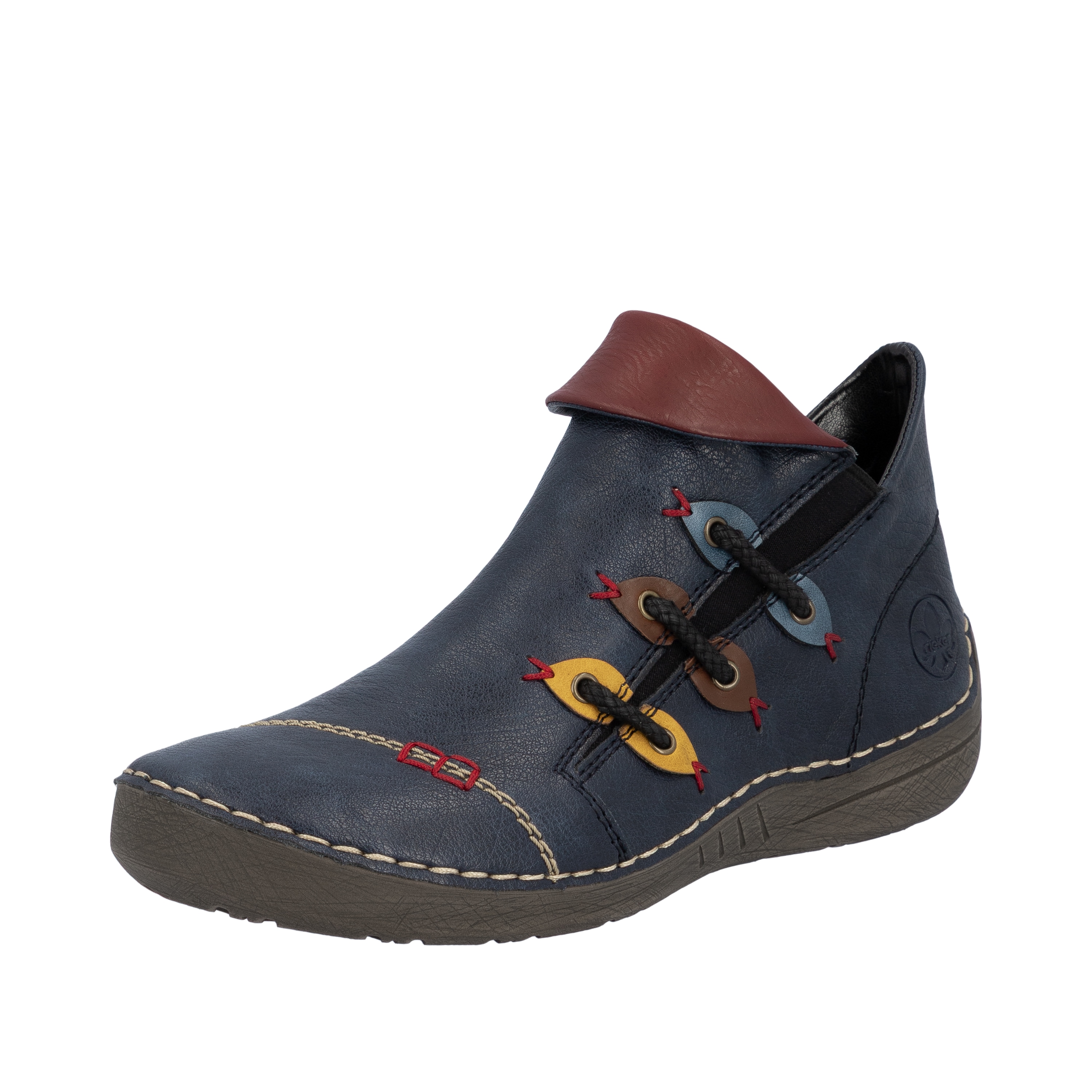 Rieker 1100000002199 Schlupfboots, Slipper mit bunten Applikationen seitlich
